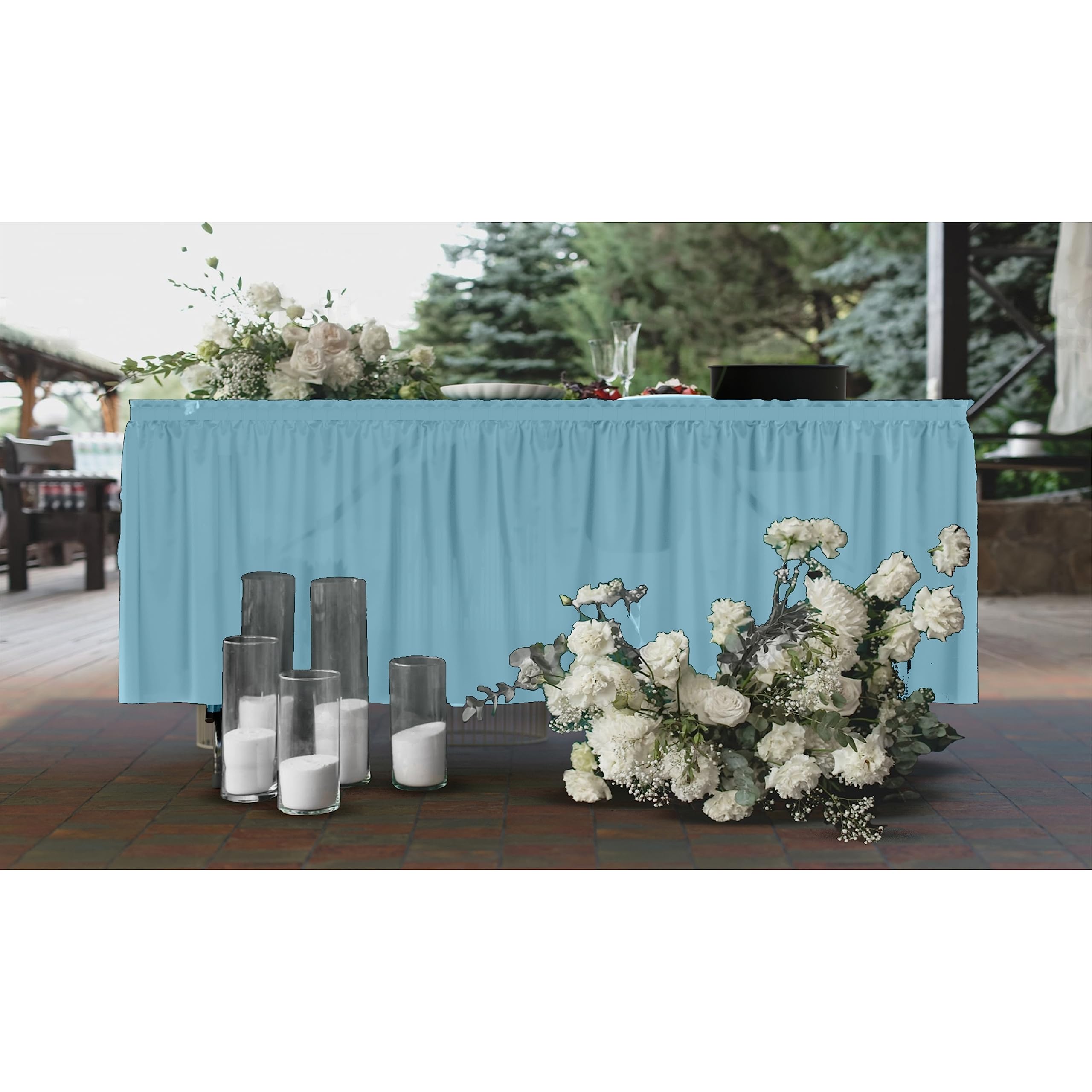 Light Blue Plastic Table Skirt | Case of 48