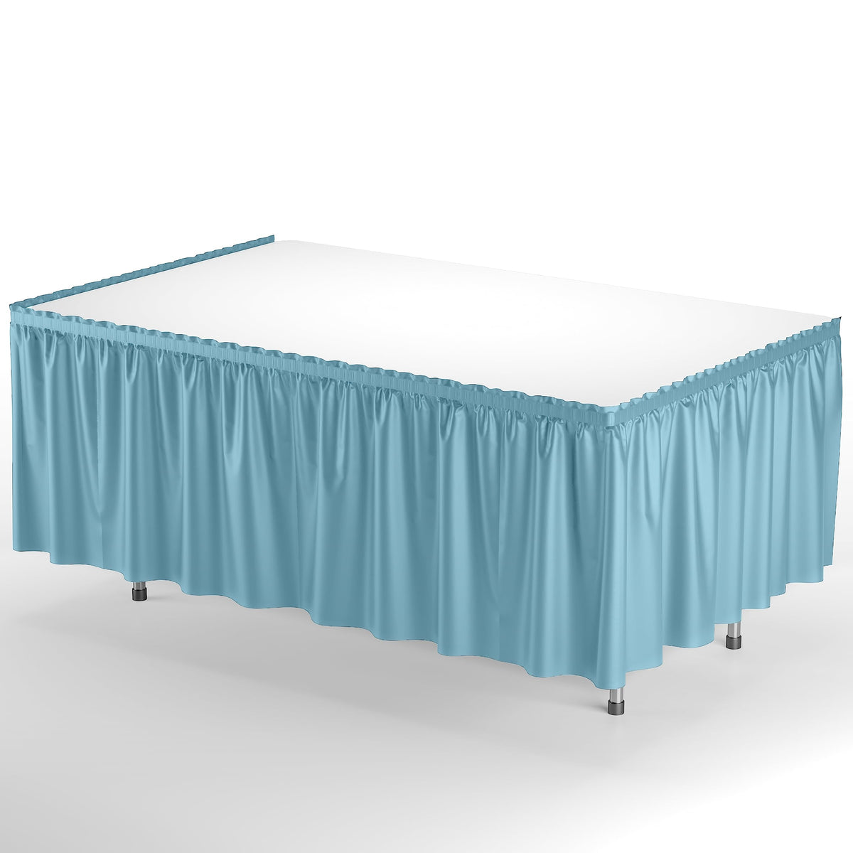 Light Blue Plastic Table Skirt | 6 Pack