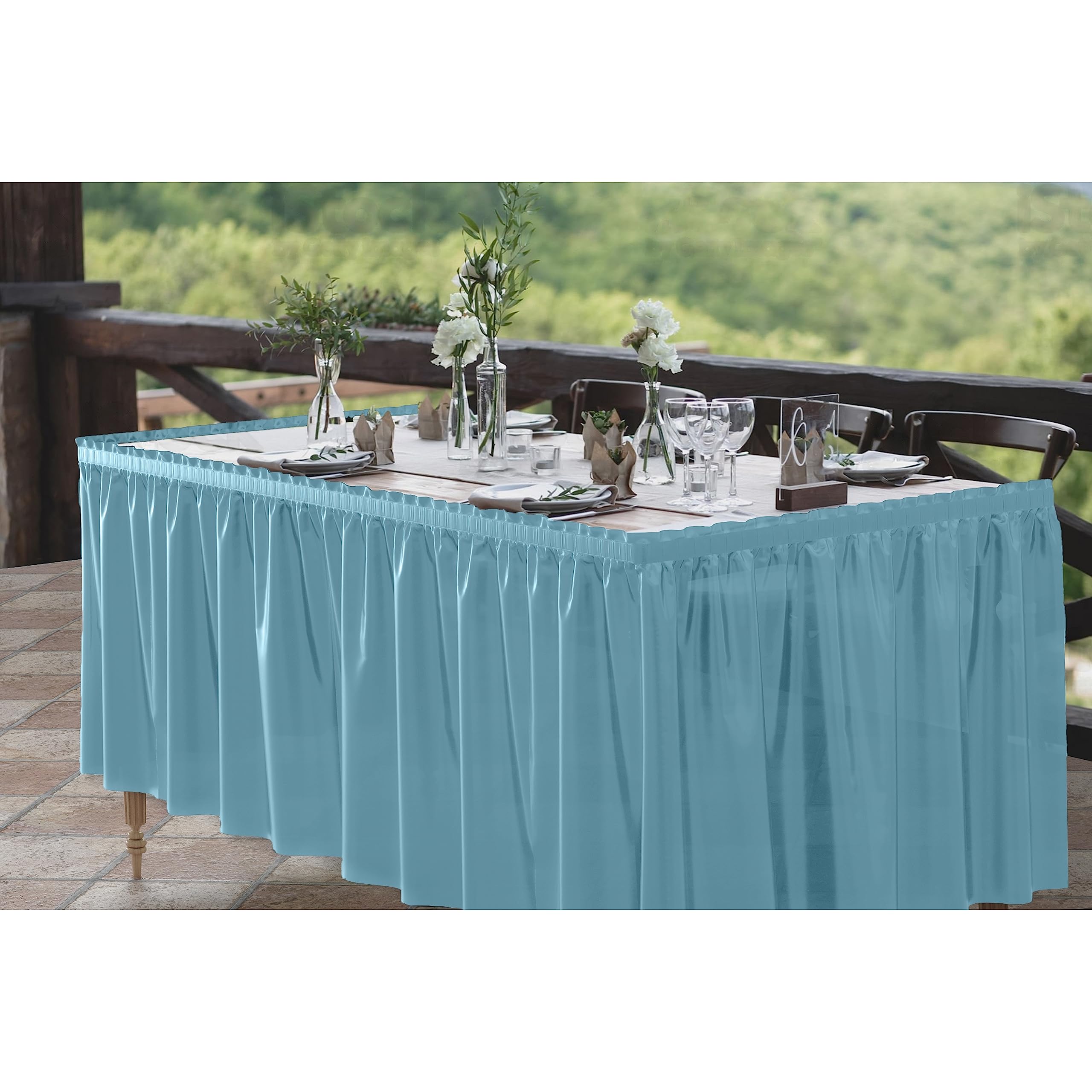 Light Blue Plastic Table Skirt | Case of 48