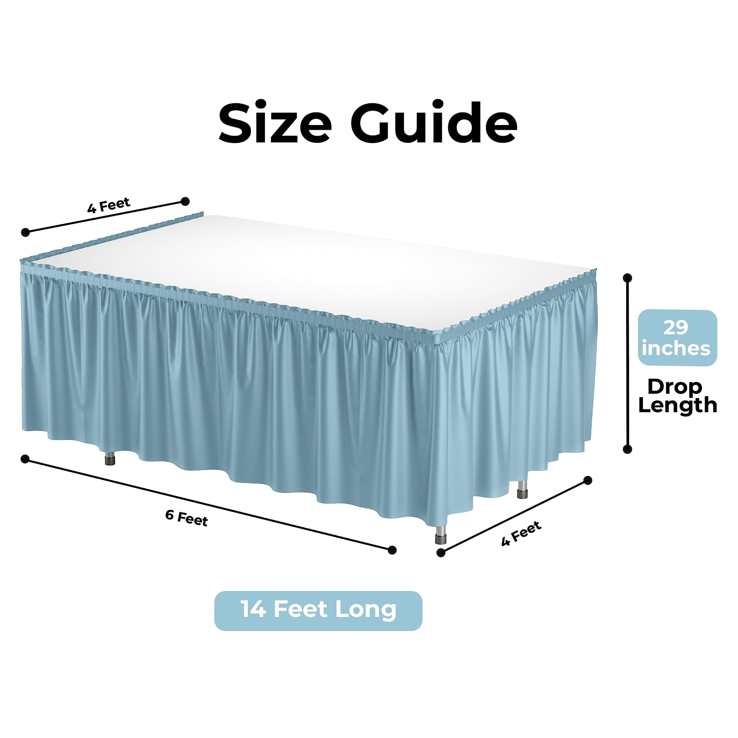 Light Blue Plastic Table Skirt | Case of 48