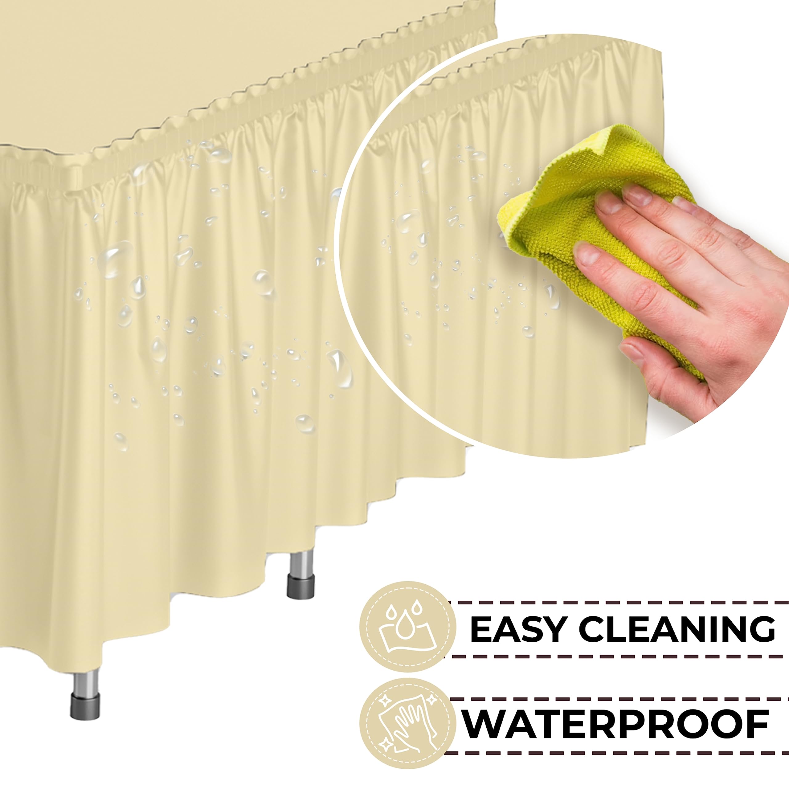 Light Yellow Plastic Table Skirt | 6 Pack