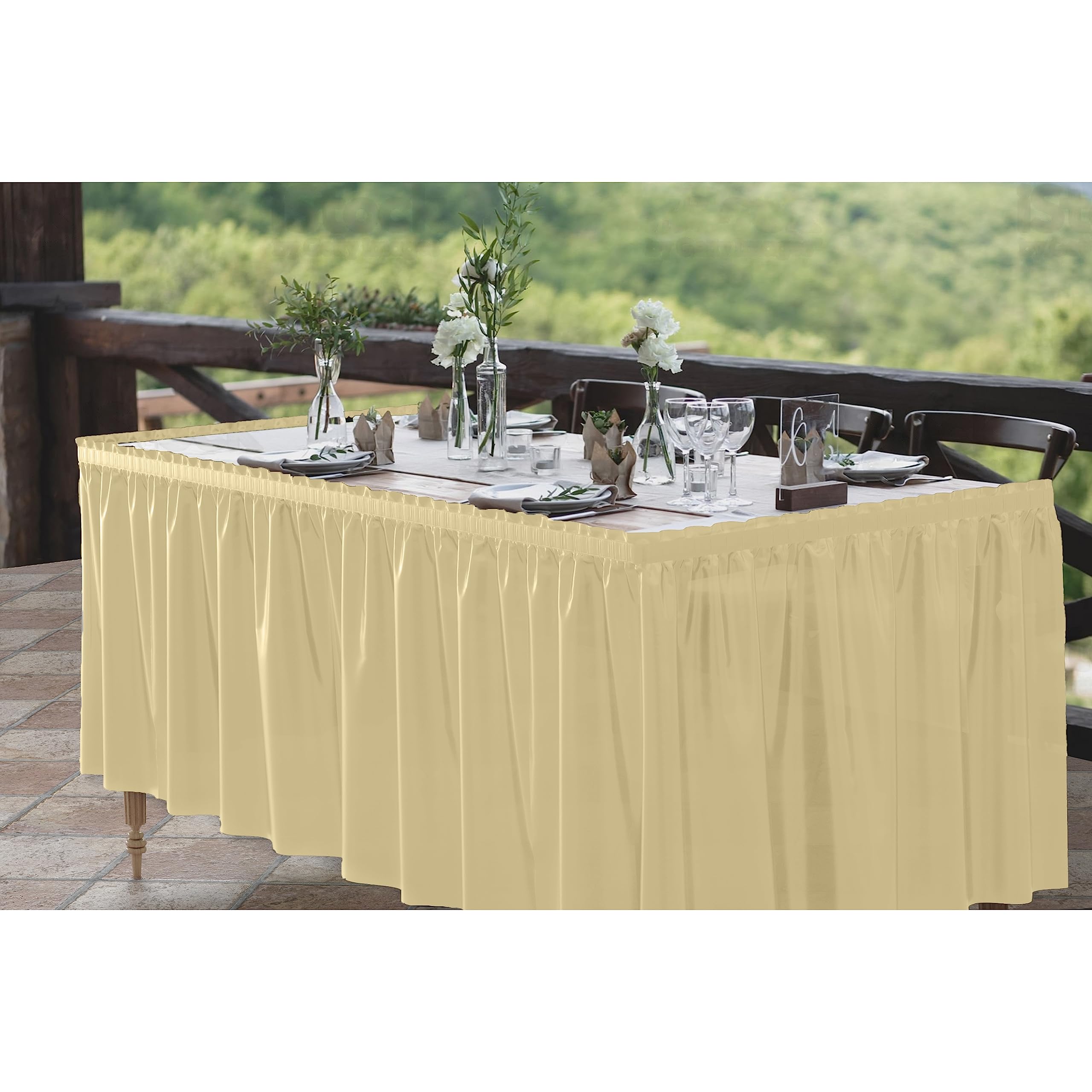 Light Yellow Plastic Table Skirt | 6 Pack