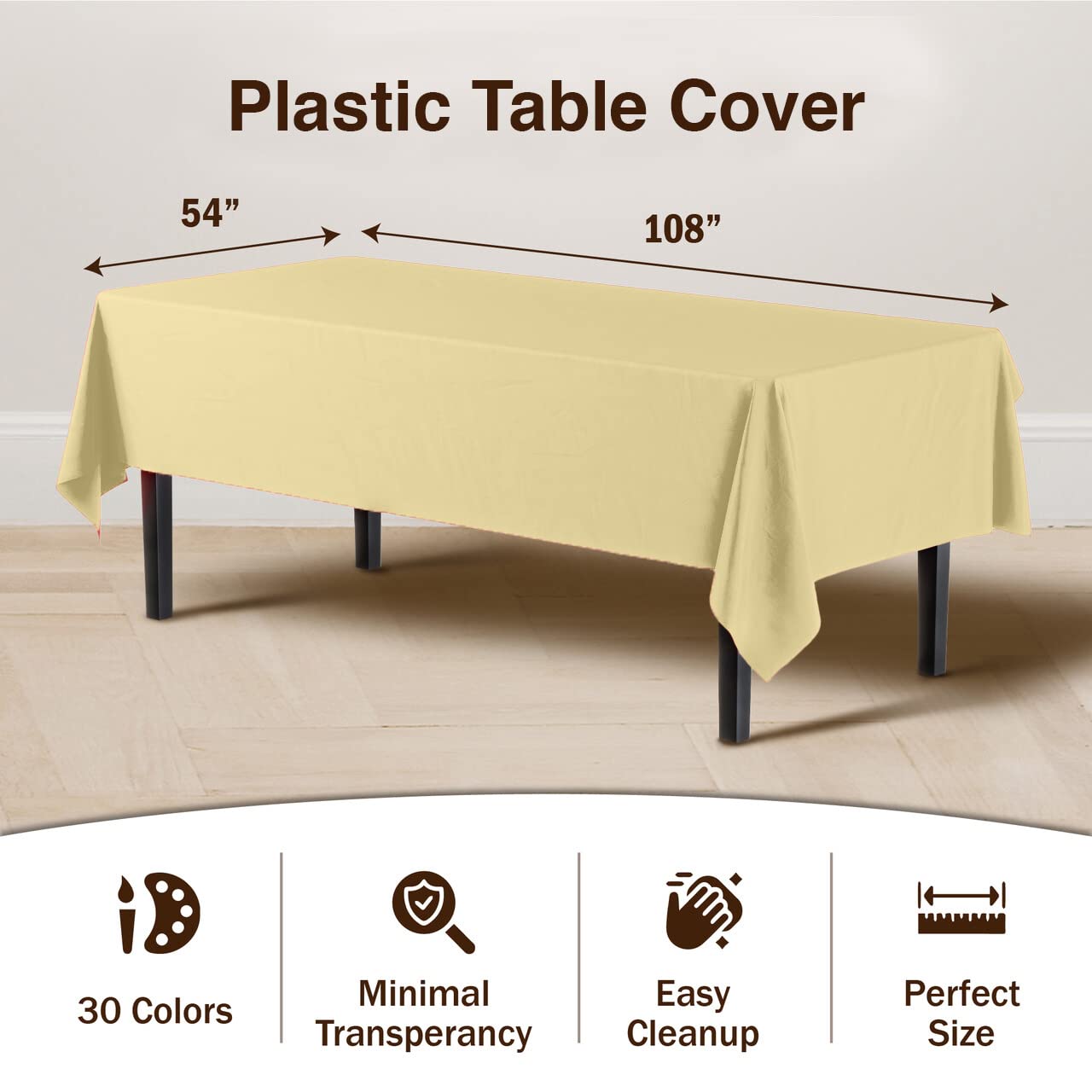 Light Yellow Plastic Table Cover | Case of 48