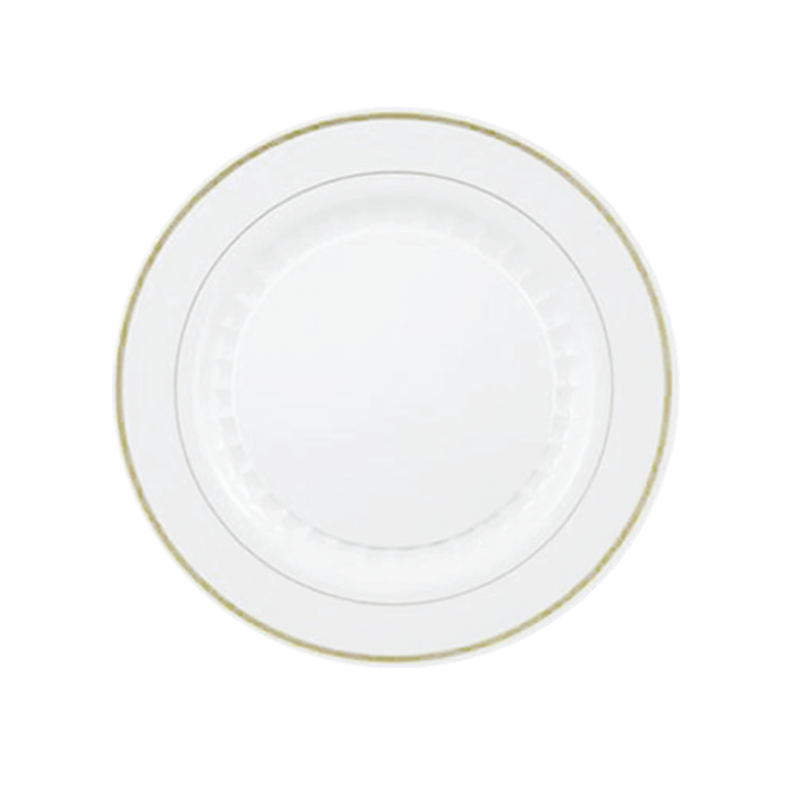 7 In. Cream/Gold Elegance Plates | 10 Count