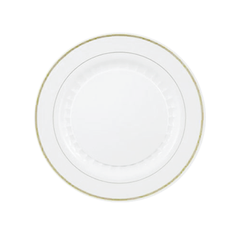 7 In. Cream/Gold Elegance Plates | 10 Count