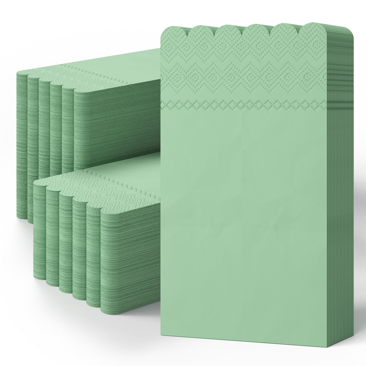 3 Ply Pistachio Green Scalloped Napkins - 20 Ct.