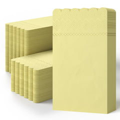 3 Ply Buttercup Yellow Scalloped Napkins - 20 Ct.