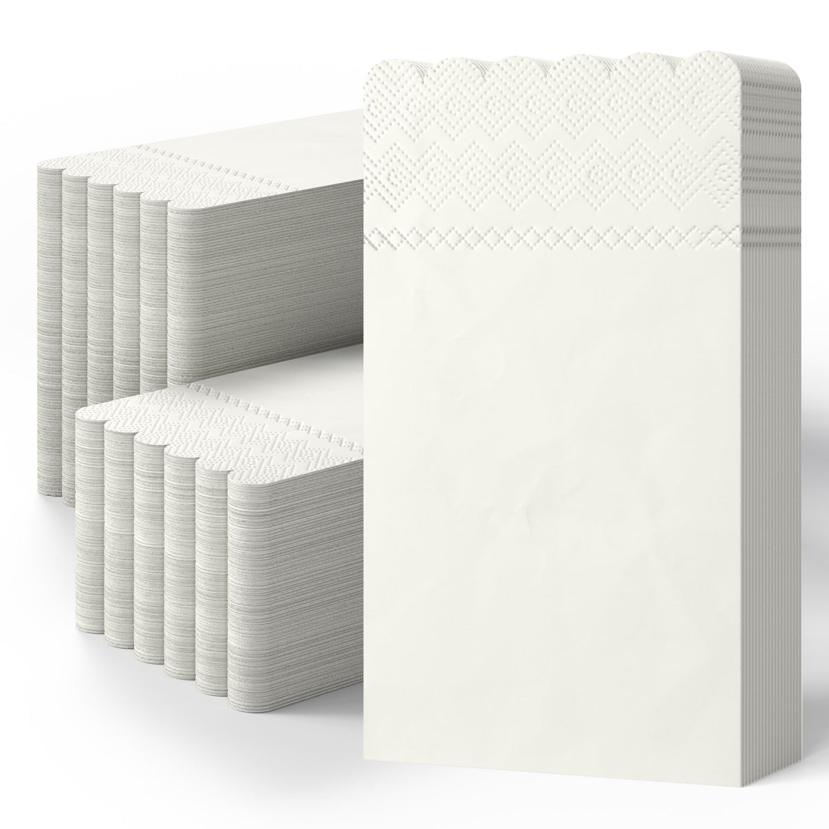 3 Ply Ivory Scalloped Napkins - 20 Ct.