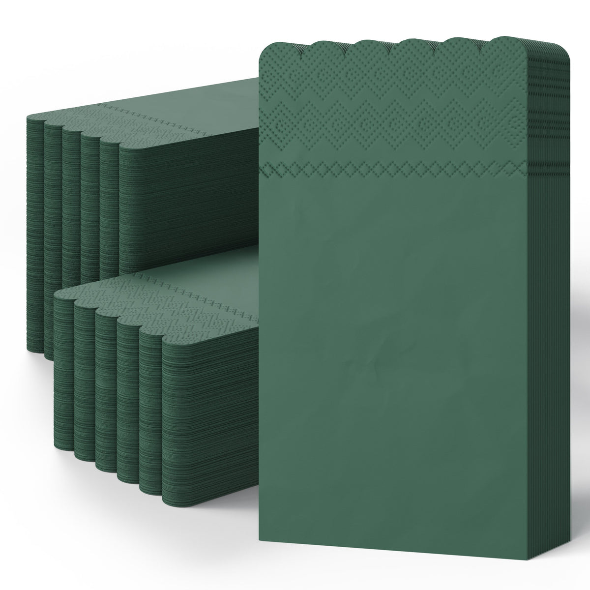 3 Ply Cypress Green Scalloped Napkins - 20 Ct.