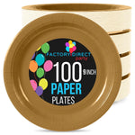 9 In. Gold Paper Plates | 100 Count