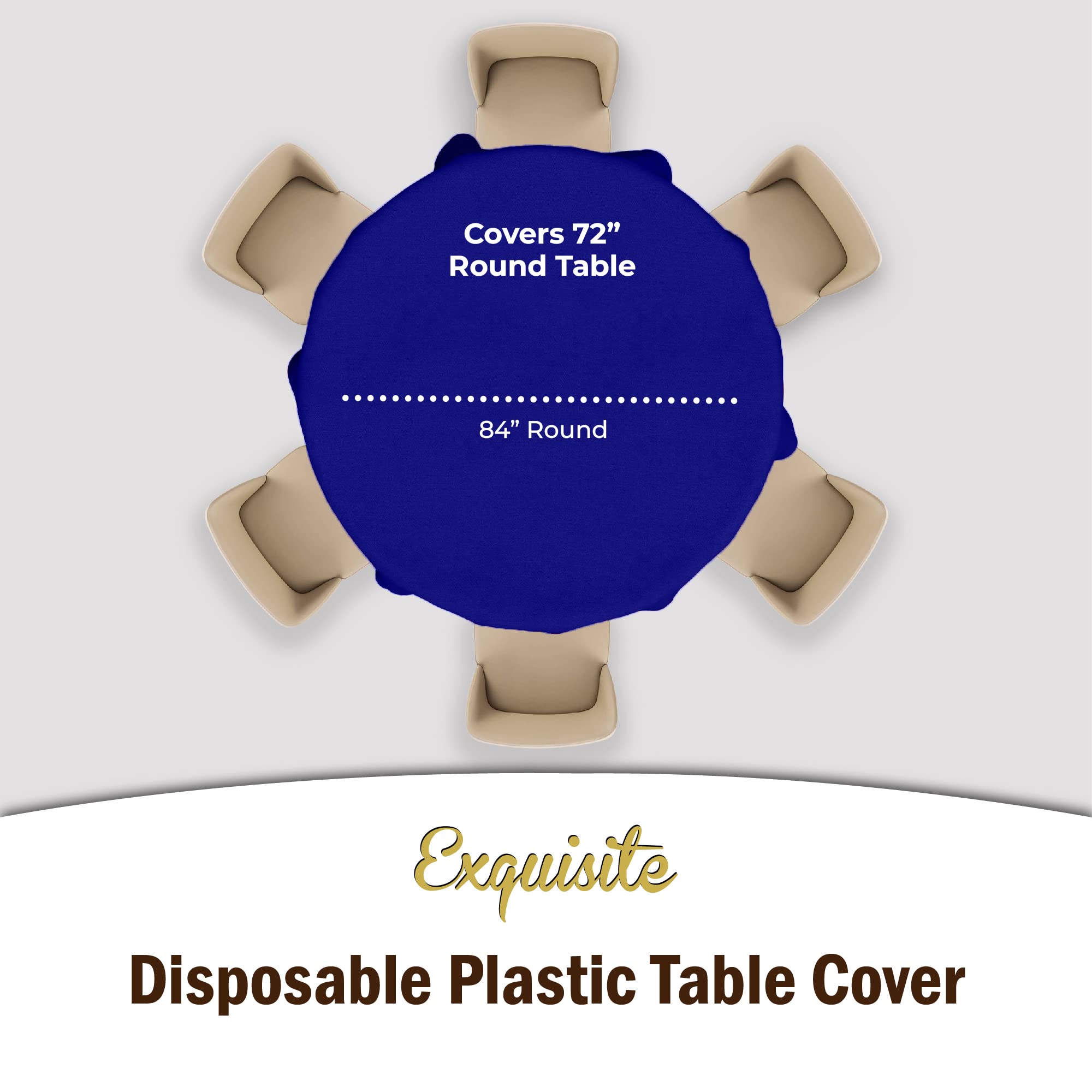 Premium Round Navy Blue Table Covers | 12 Pack