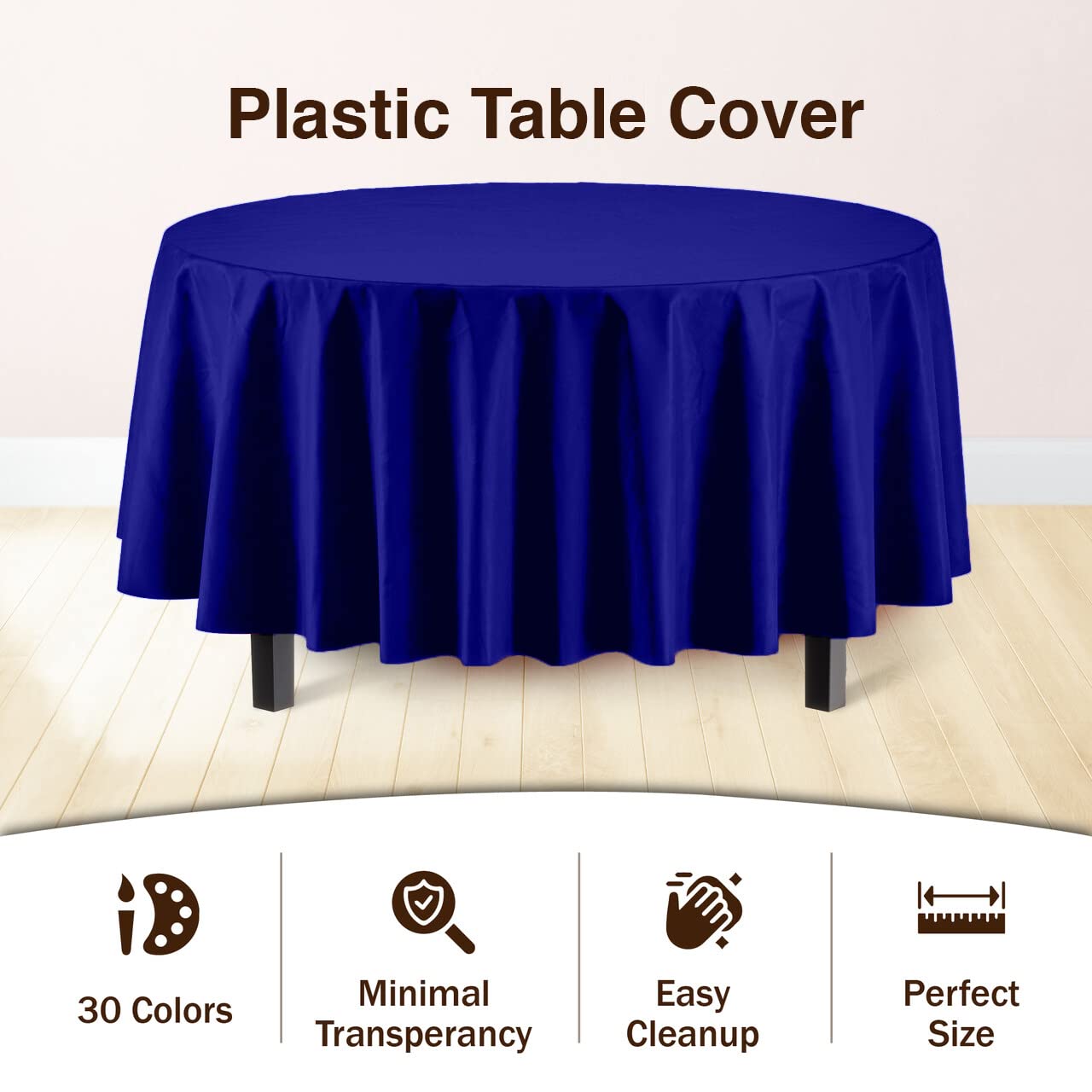 Premium Round Navy Blue Table Covers | 6 Pack