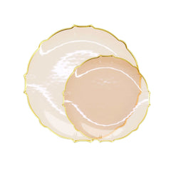 9 In. Rosè/Gold Petal Plates | 20 Count