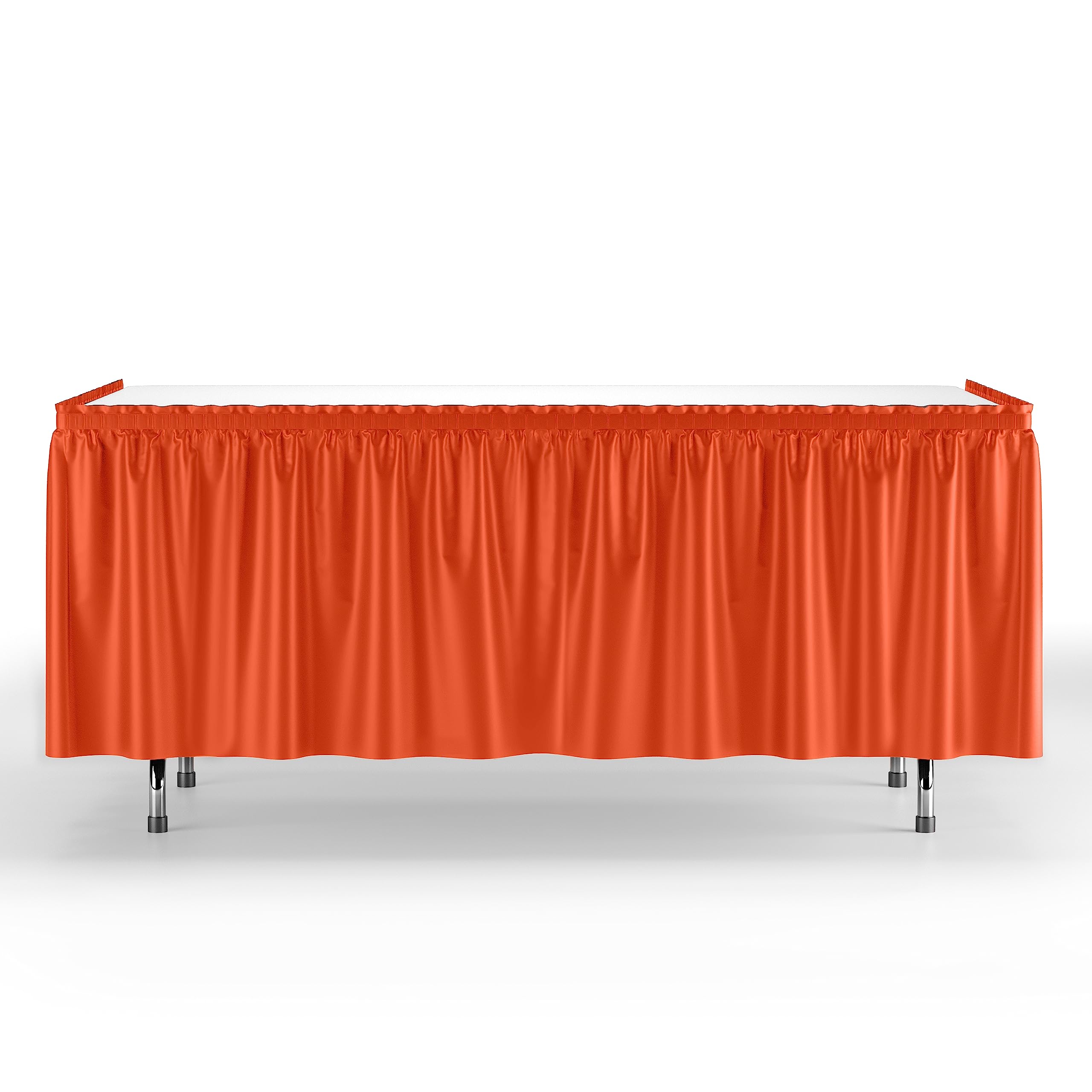 Orange Plastic Table Skirt | 6 Pack