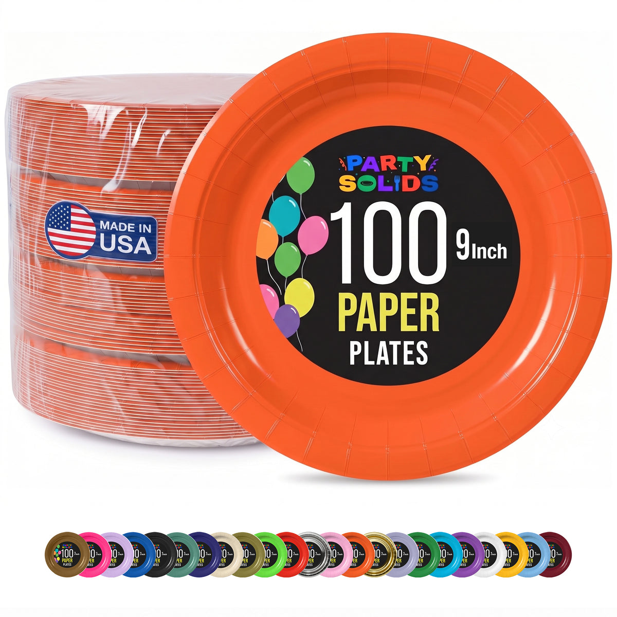 9 in. Orange Paper Plates | 100 Count