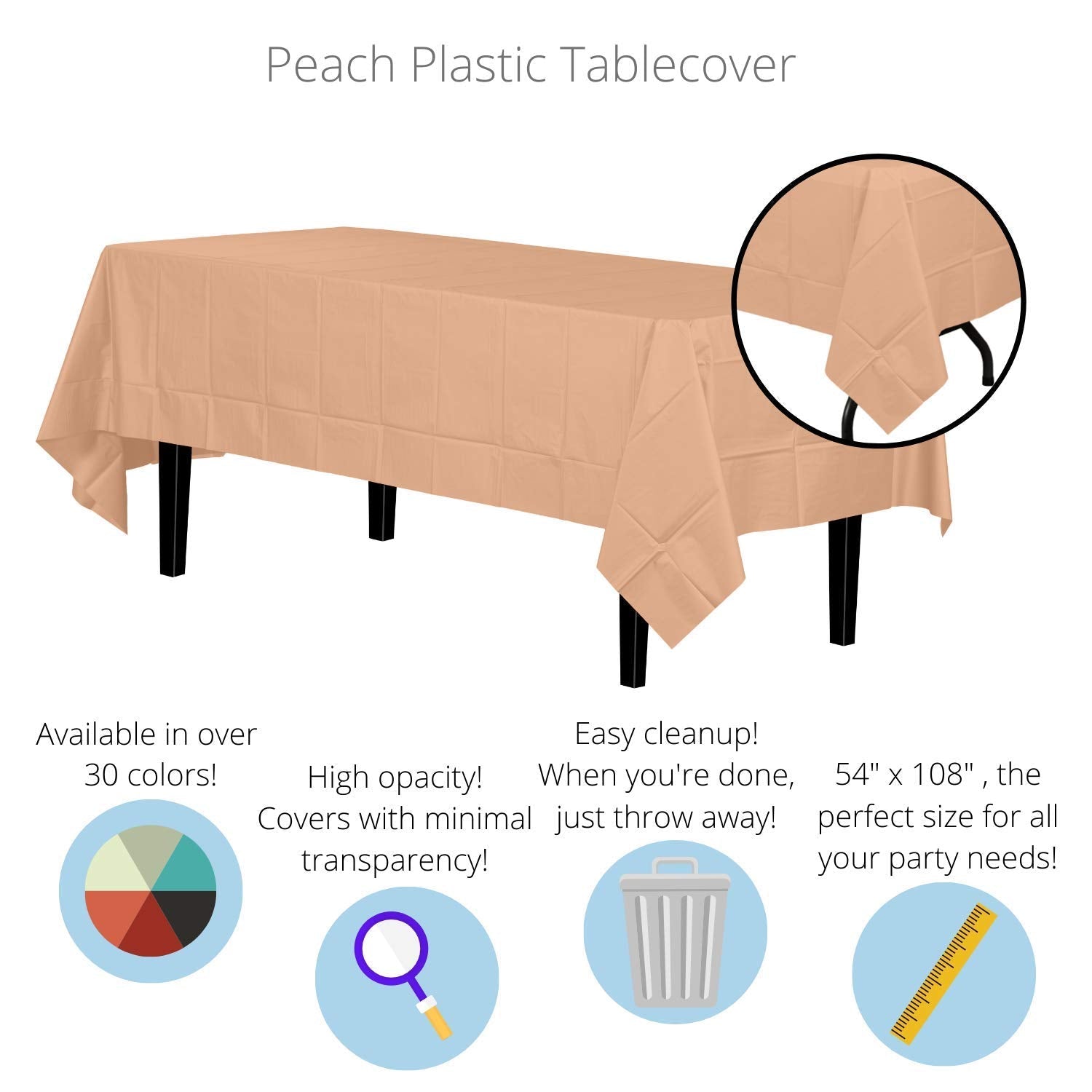 Peach Table Covers | 12 Pack