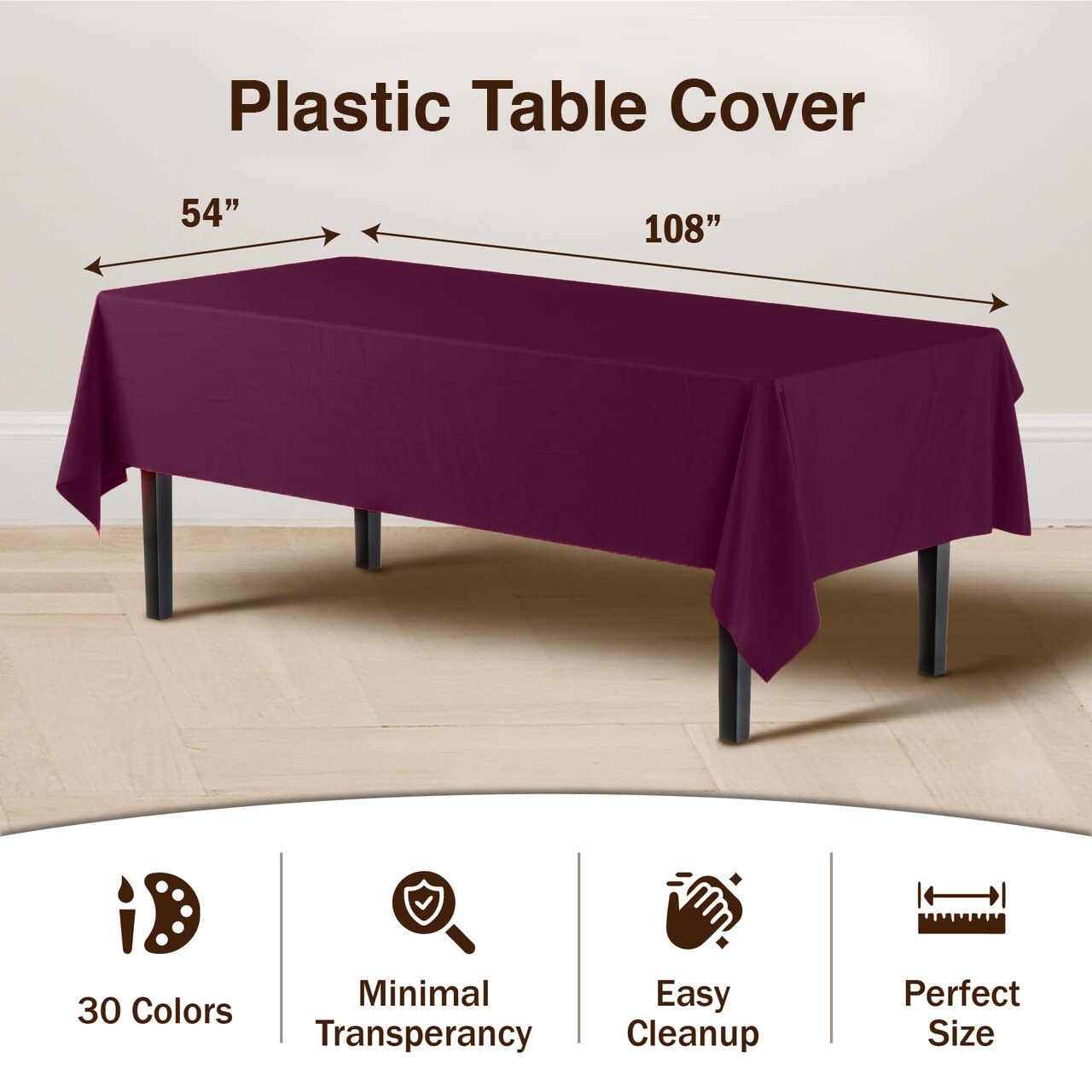 Plum Table Covers | 12 Pack