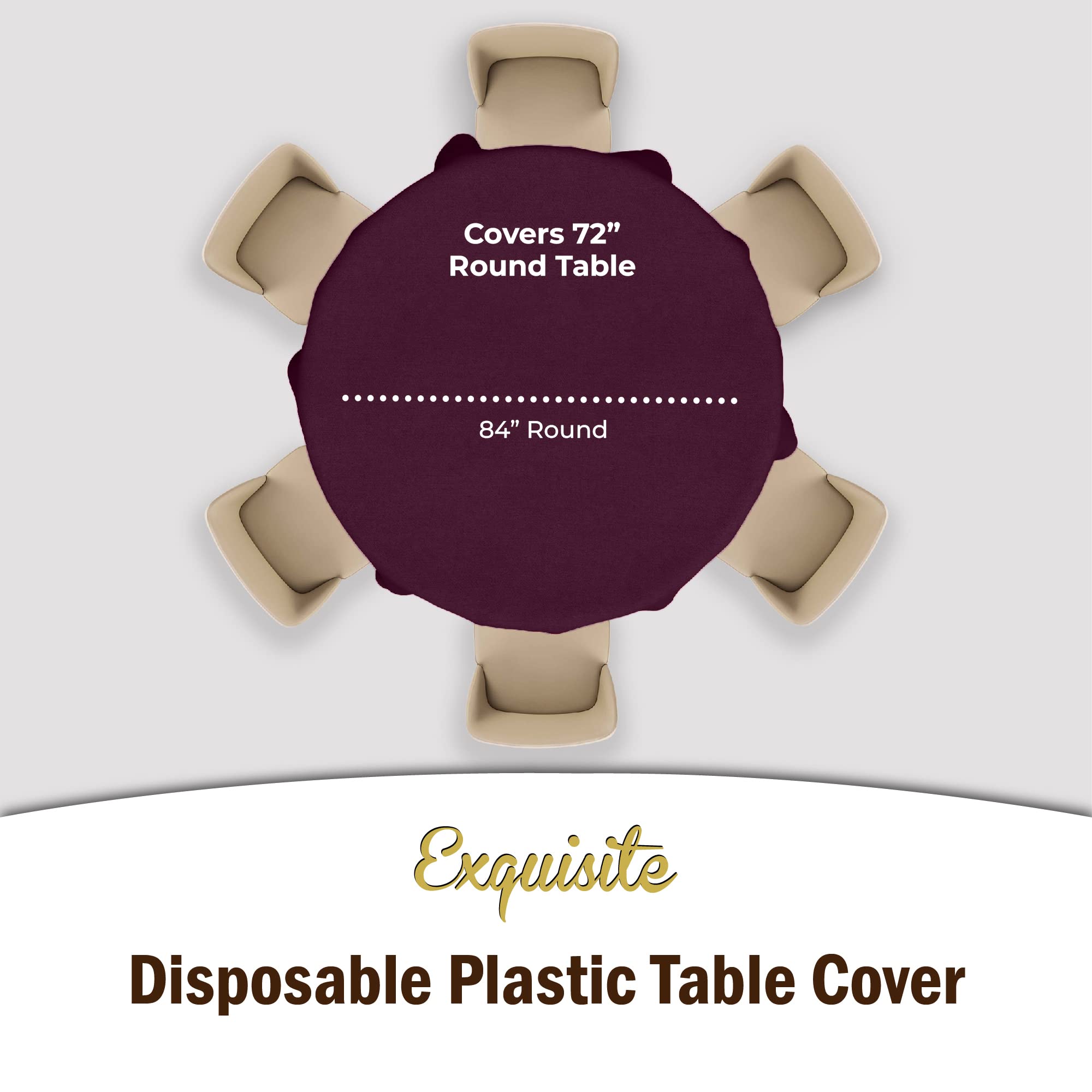 Round Plum Table Covers | 6 Pack