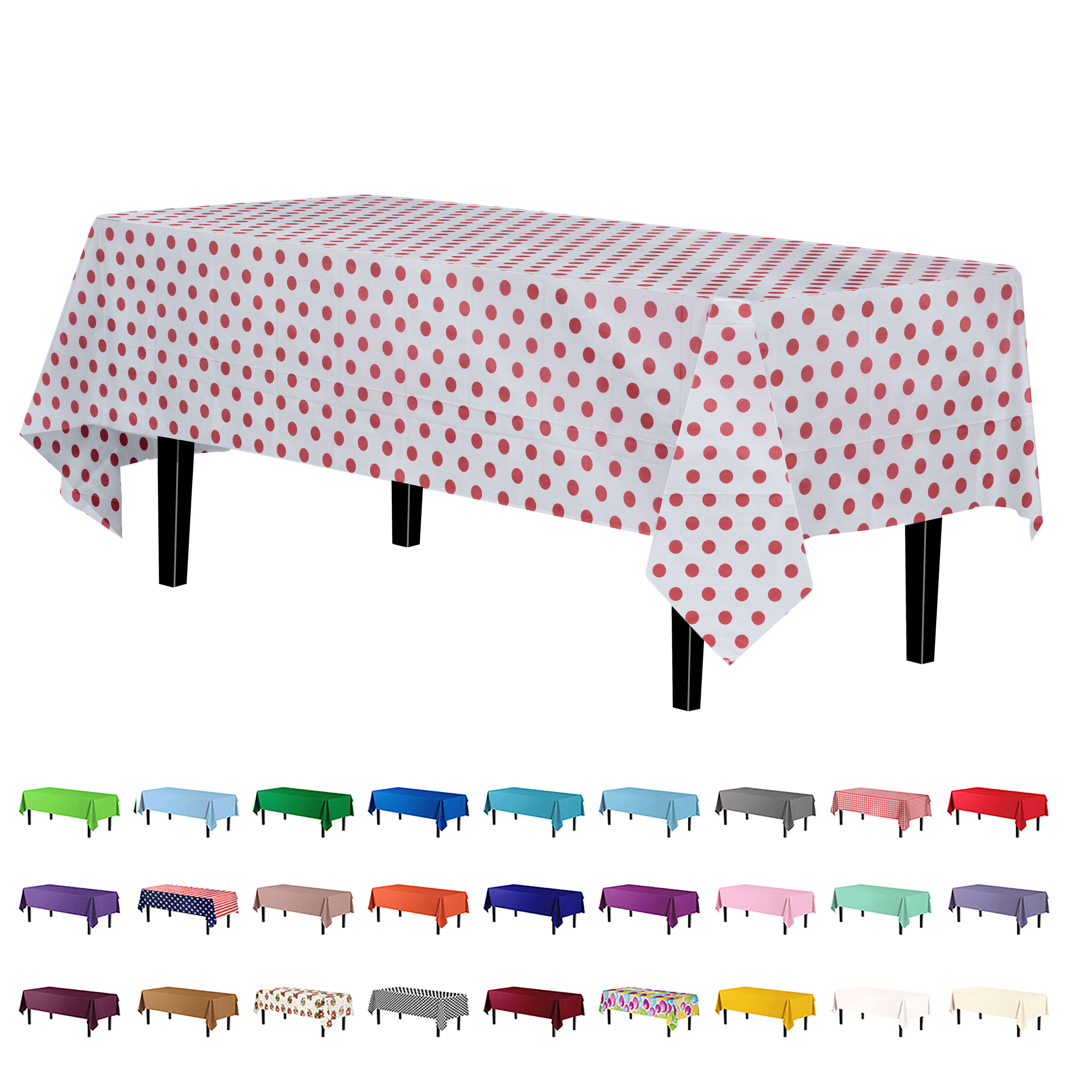 Red Polka Dot Plastic Table Covers | 6 Pack