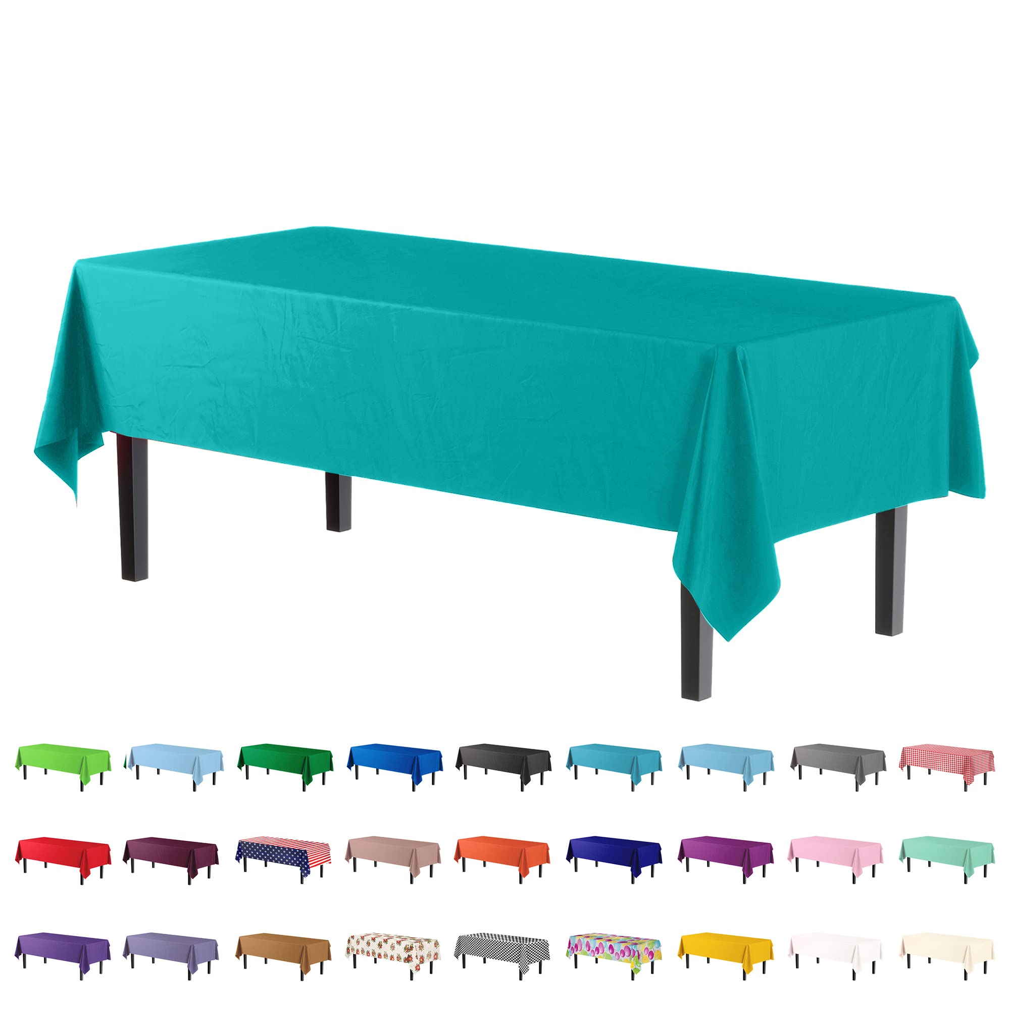 Premium Aqua Blue Plastic Table Cover | Case of 96