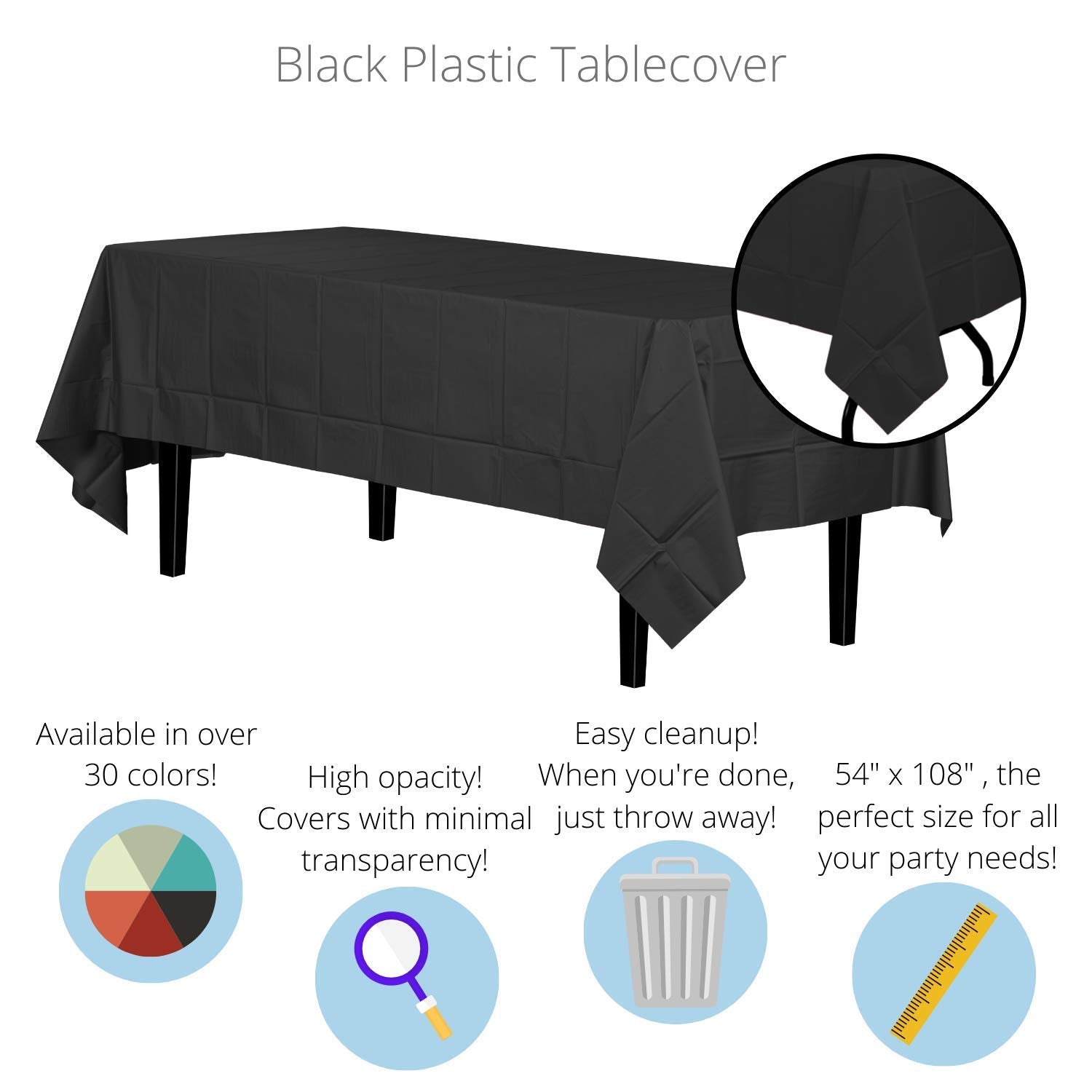 Premium Black Table Covers | 6 Pack