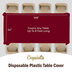 Premium Burgundy Plastic Table Cover | Case of 96