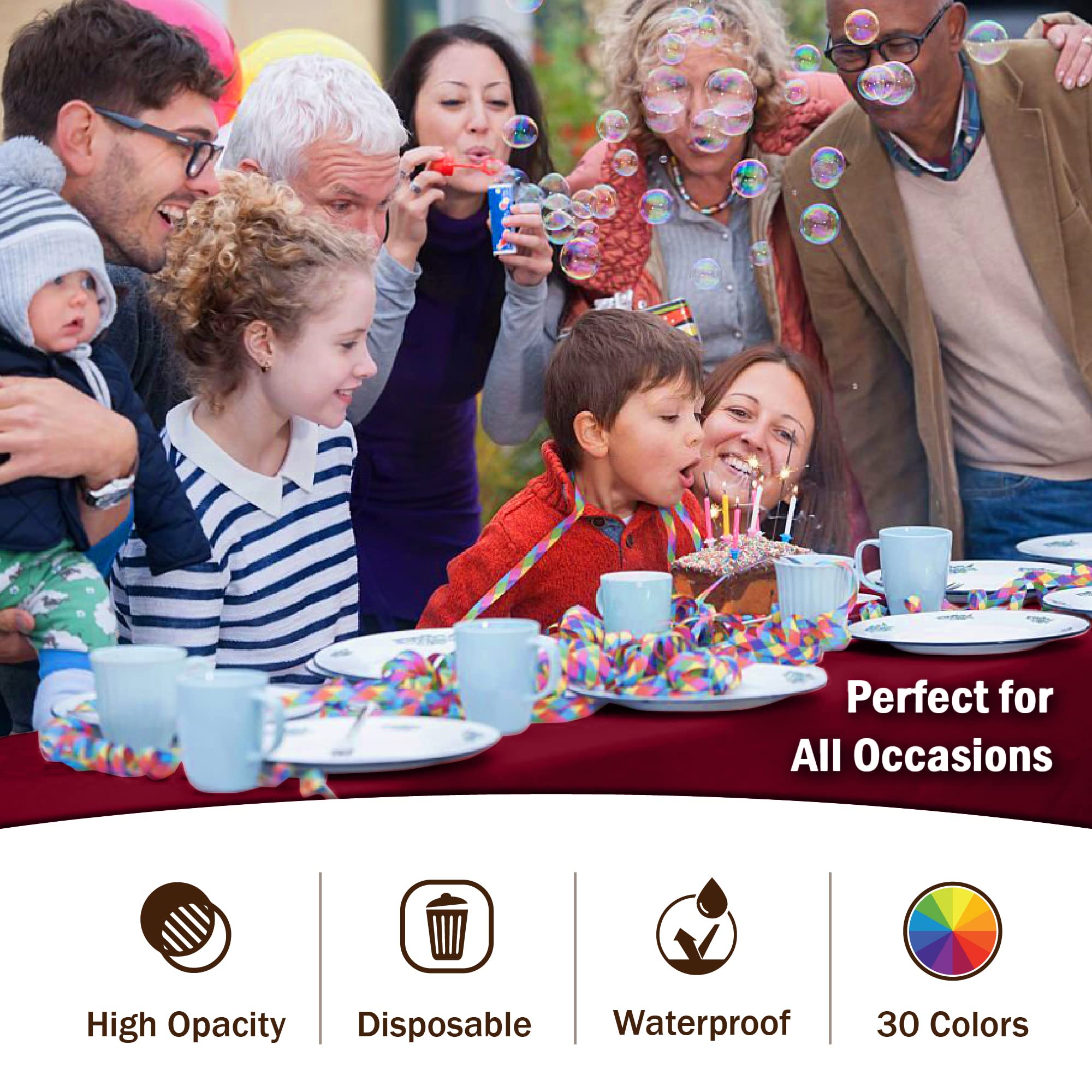 Premium Burgundy Plastic Table Cover | Case of 96