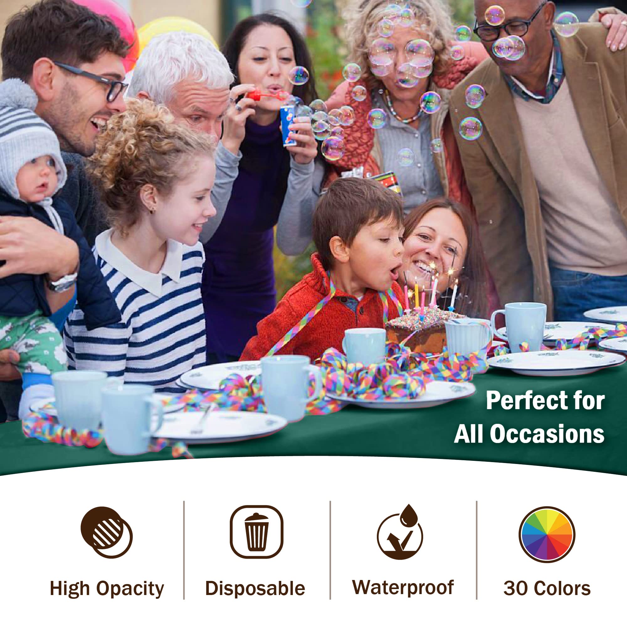 Premium Dark Green Plastic Table Cover | Case of 96