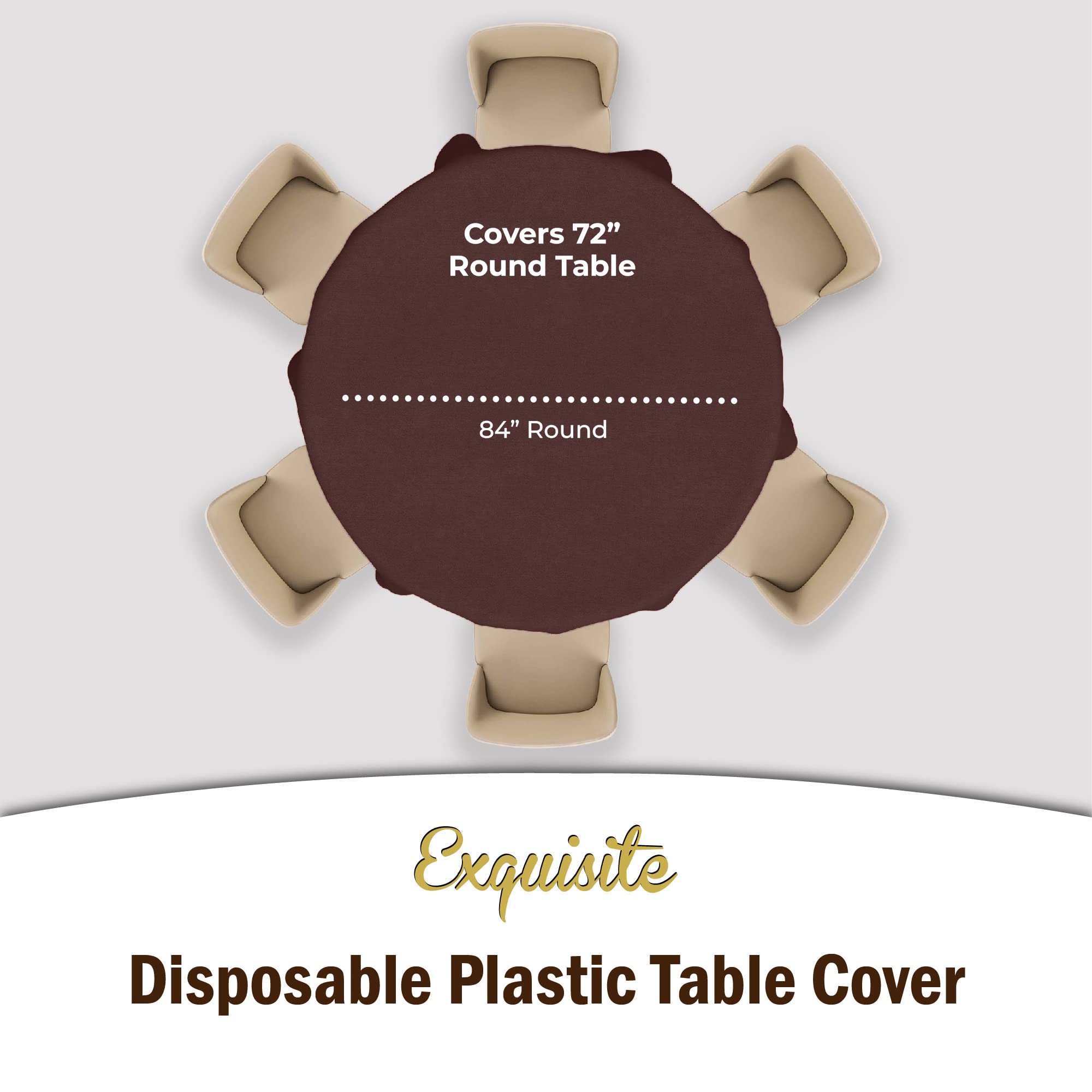 Premium Round Brown Table Covers | 12 Pack