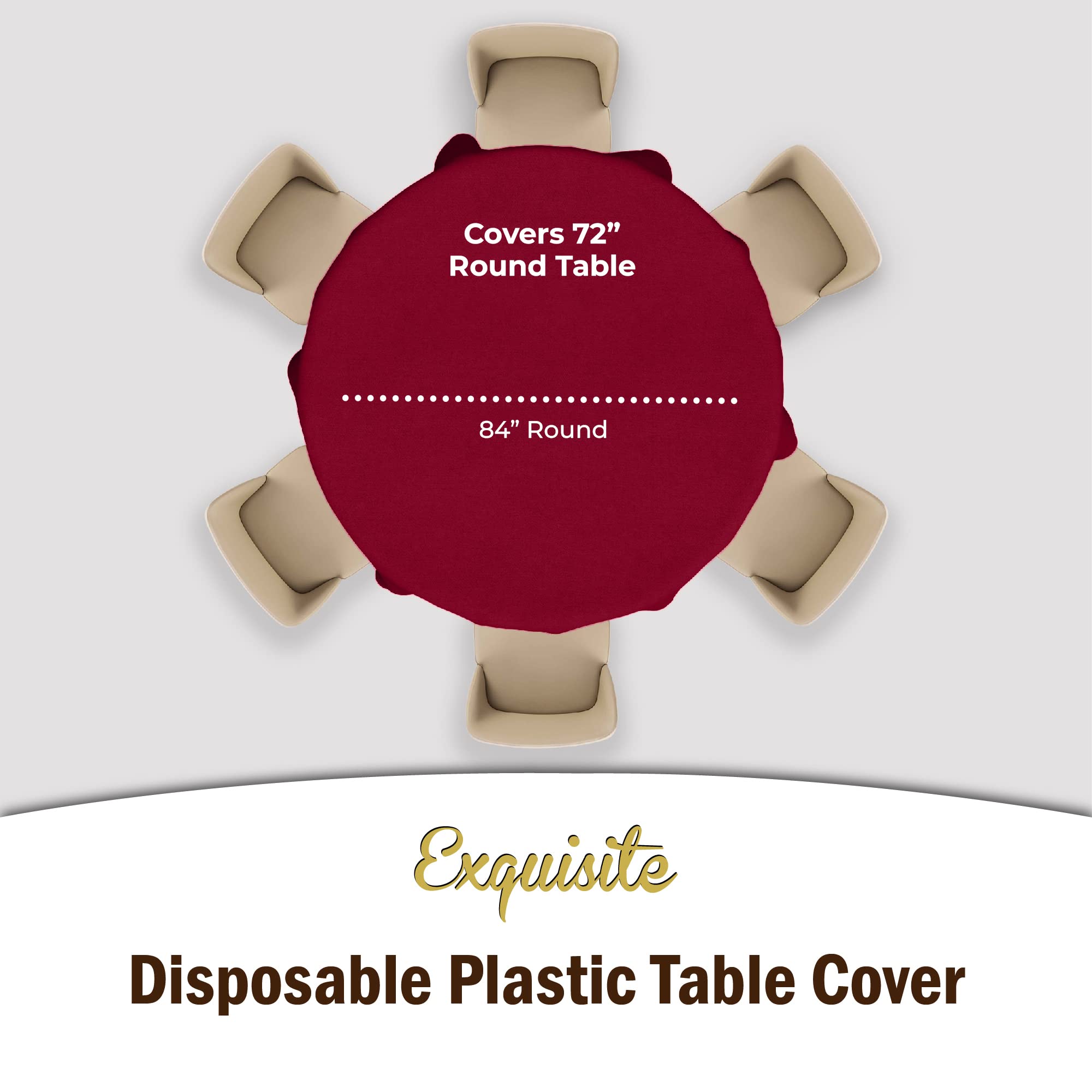 Premium Round Burgundy Plastic Table Cover | Case of 96