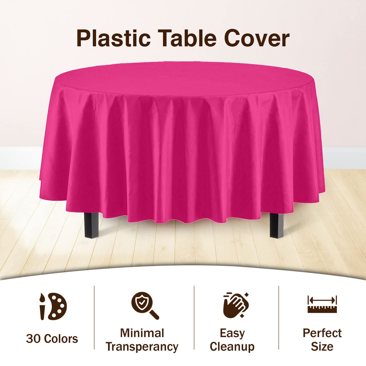 Premium Round Cerise Table Covers | 12 Pack