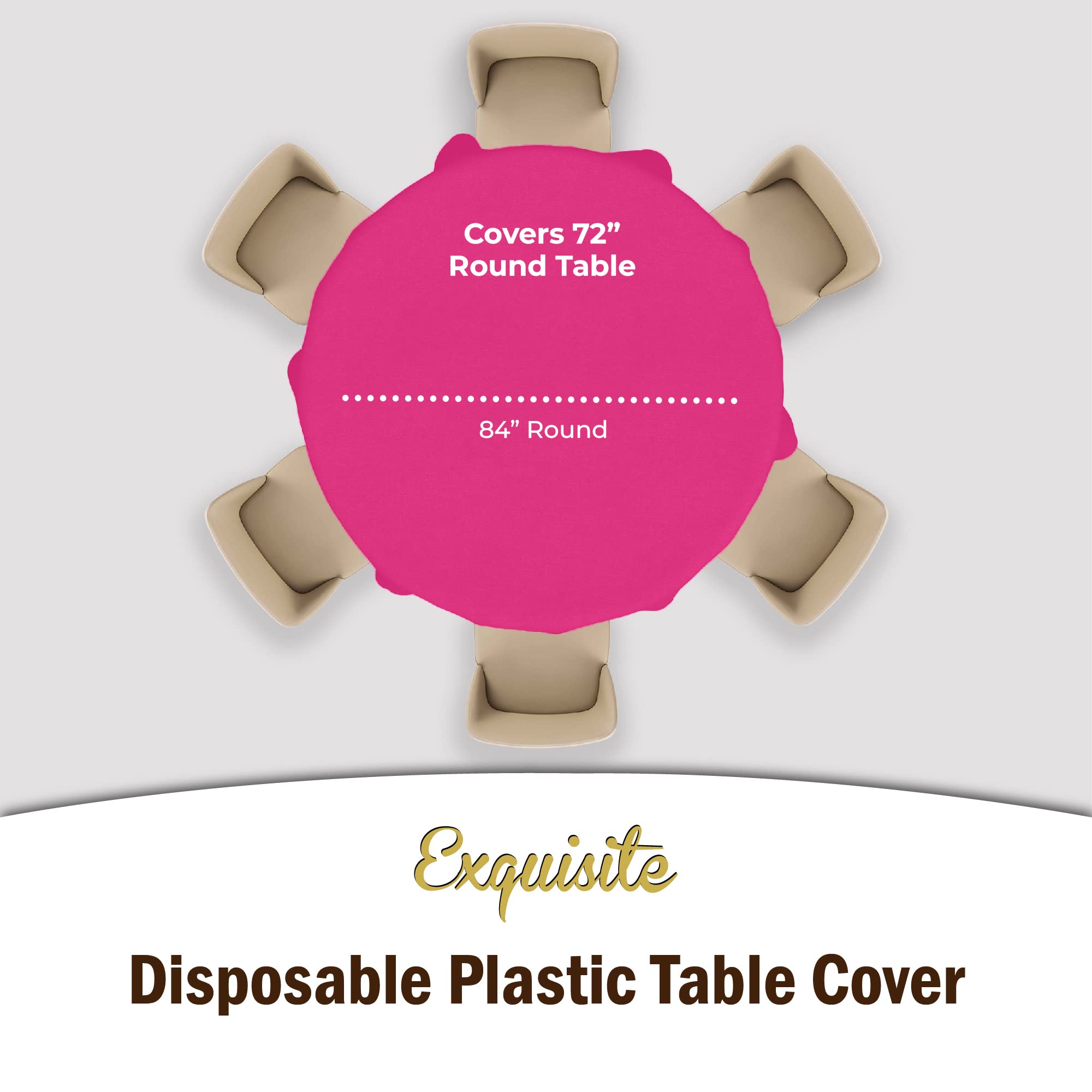 Premium Round Cerise Table Covers | 6 Pack