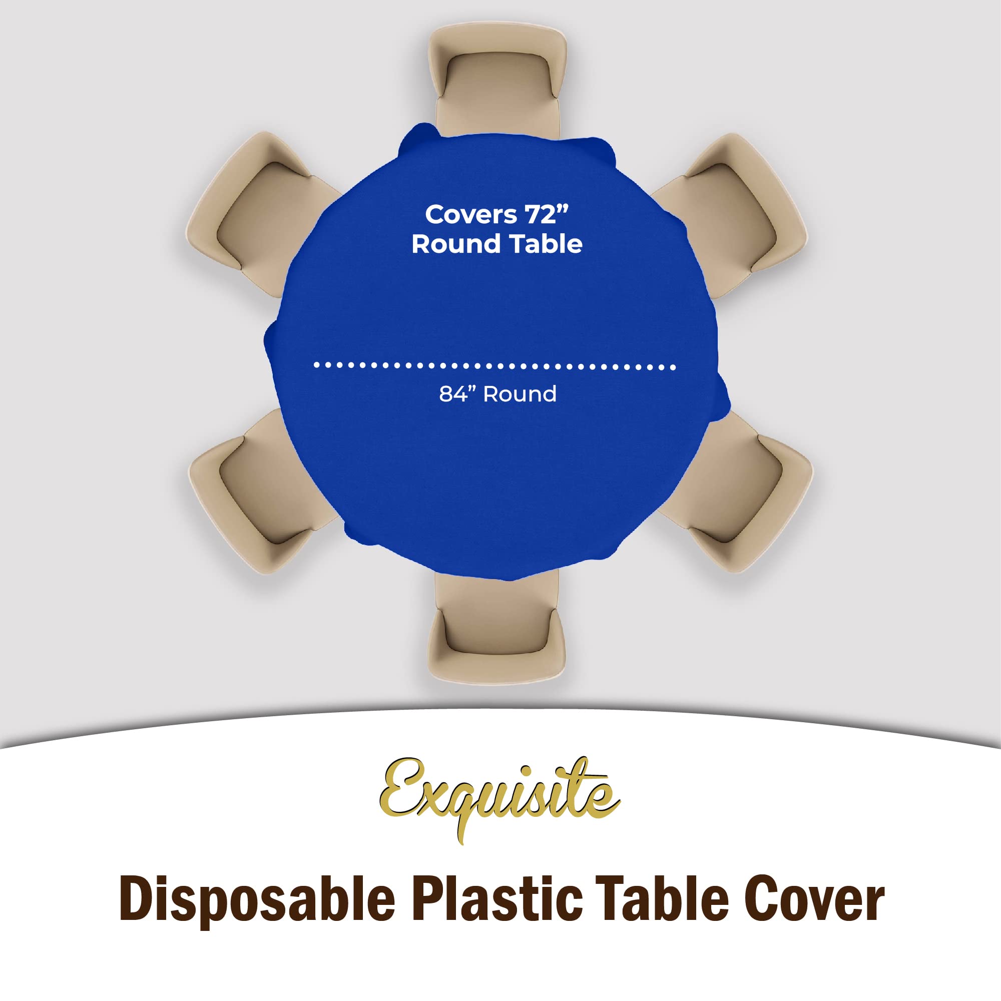 Premium Round Dark Blue Plastic Table Cover | Case of 96