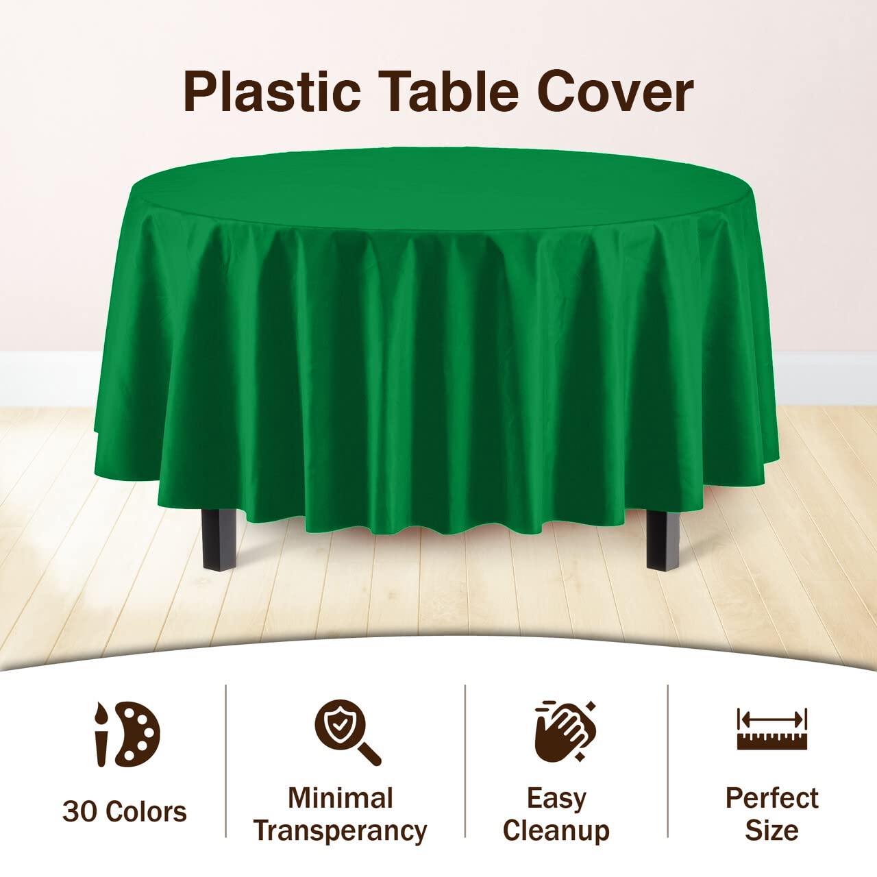 Premium Round Emerald Green Plastic Table Cover | Case of 96