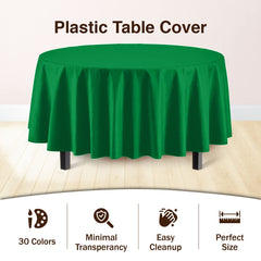 Premium Round Emerald Green Plastic Table Cover | Case of 96