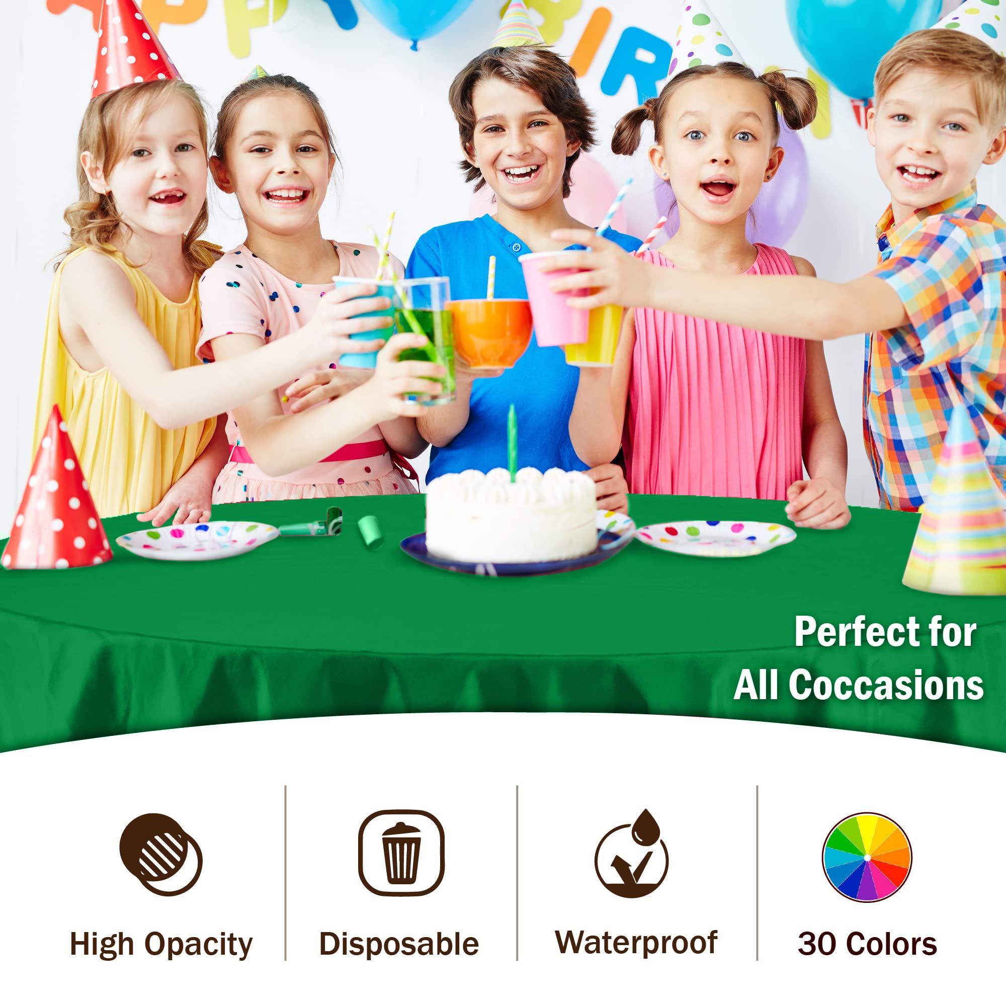Premium Round Emerald Green Plastic Table Cover | Case of 96