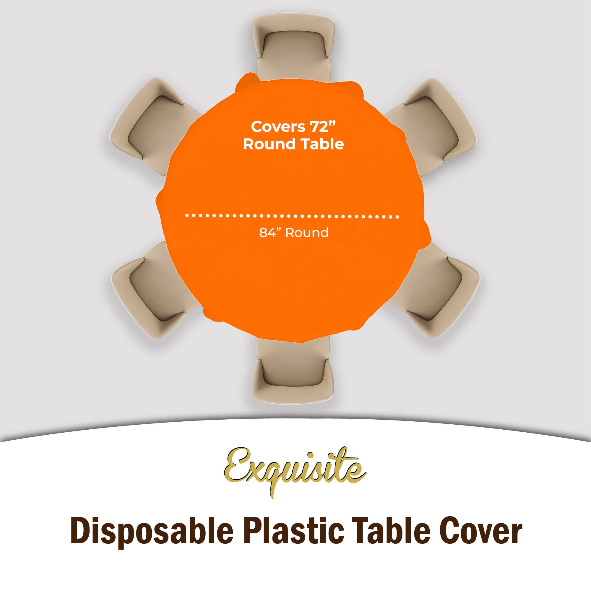 Premium Round Orange Table Covers | 12 Pack