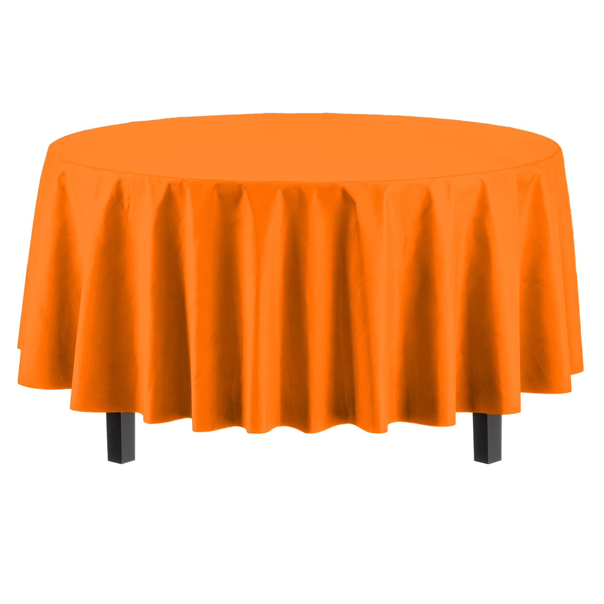 Premium Round Orange Table Covers | 12 Pack