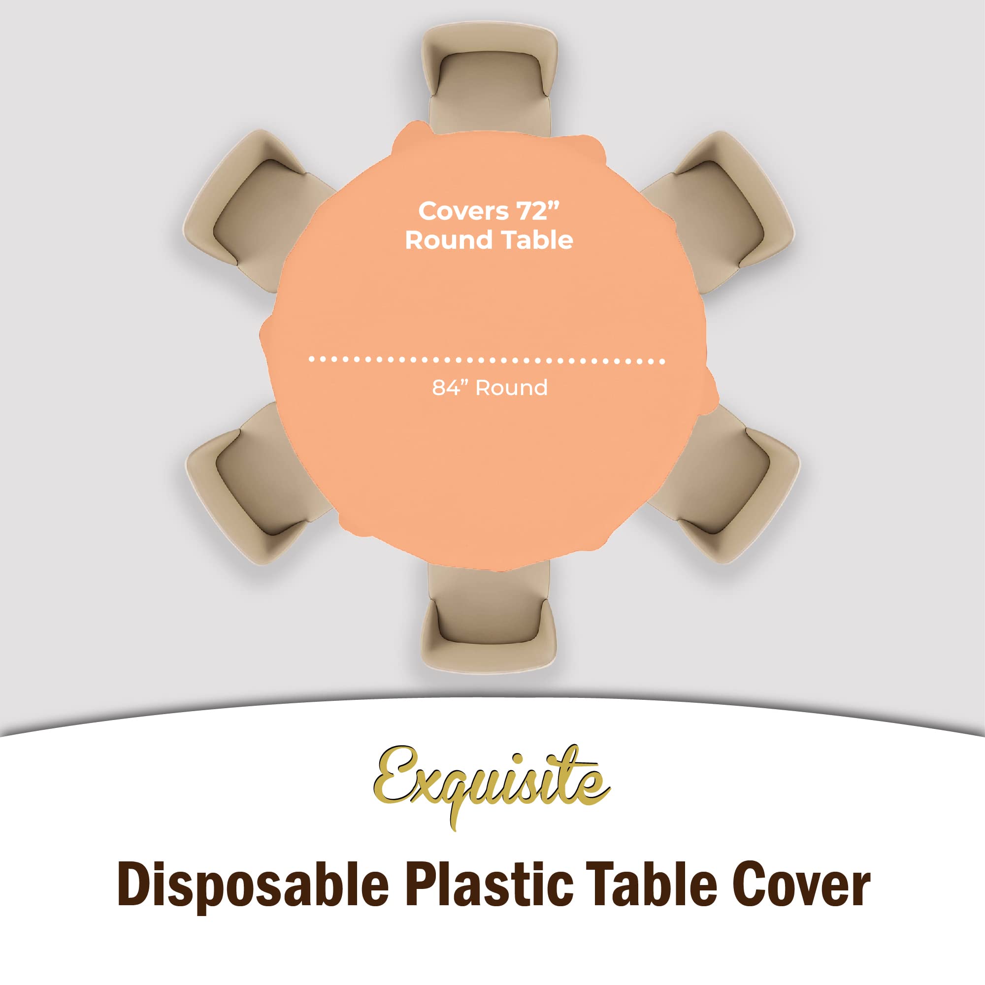 Premium Round Peach Table Covers | 6 Pack