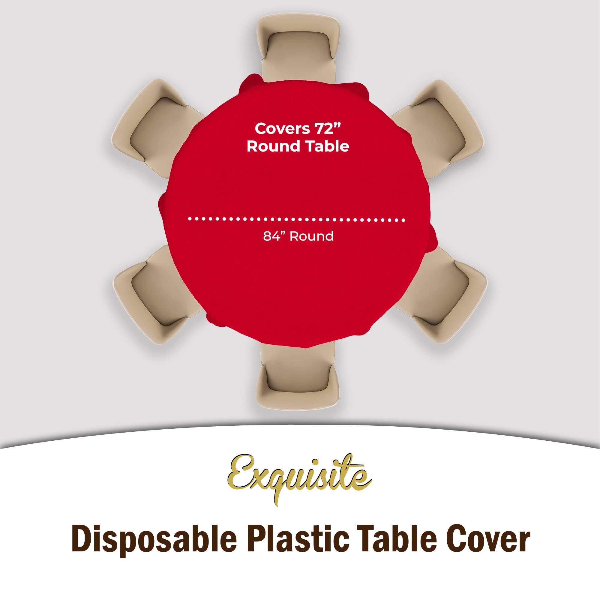 Premium Round Red Table Covers | 6 Pack