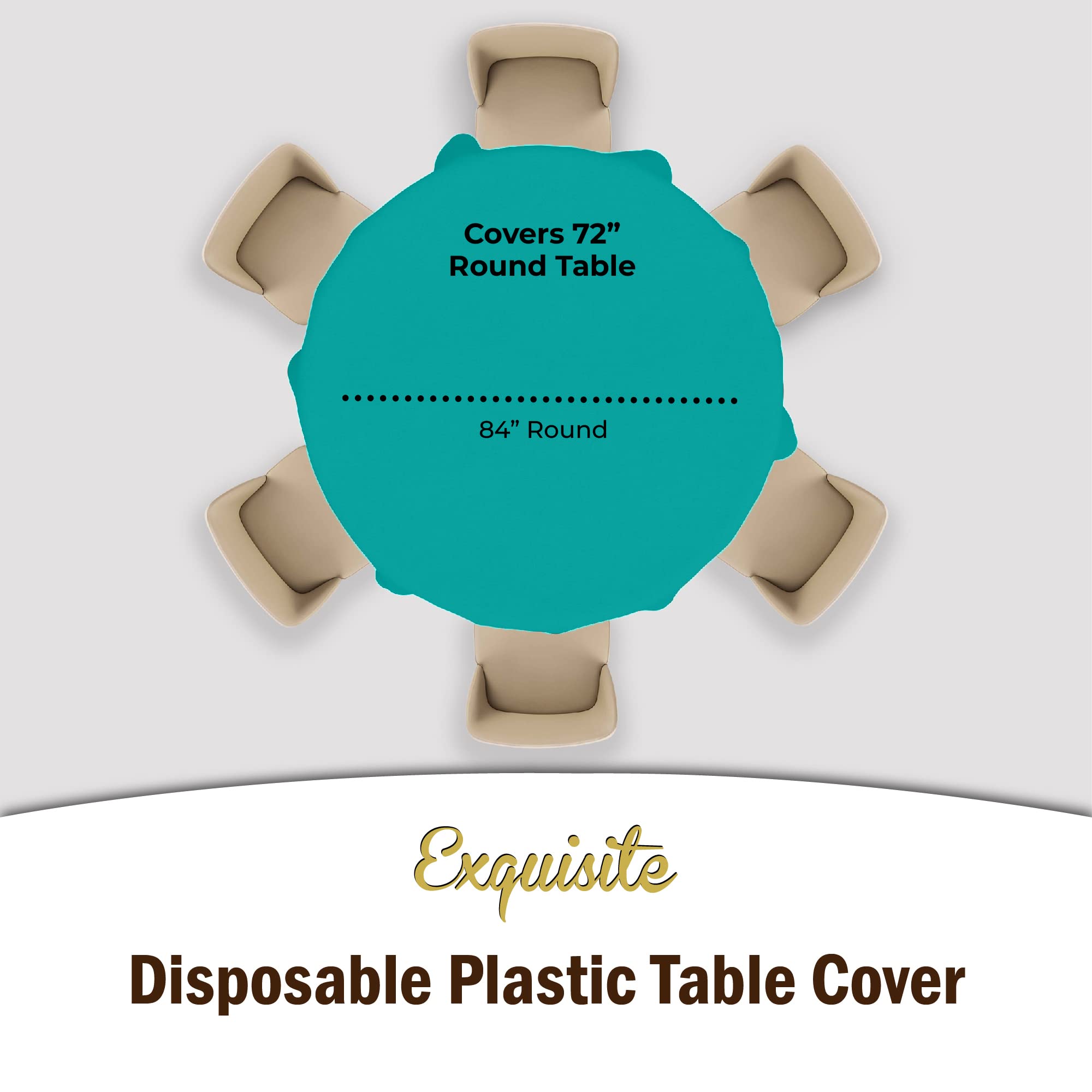 Premium Round Teal Plastic Table Cover | Case of 96