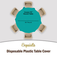 Premium Round Teal Plastic Table Cover | Case of 96