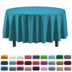 Premium Round Turquoise Plastic Table Cover | Case of 96