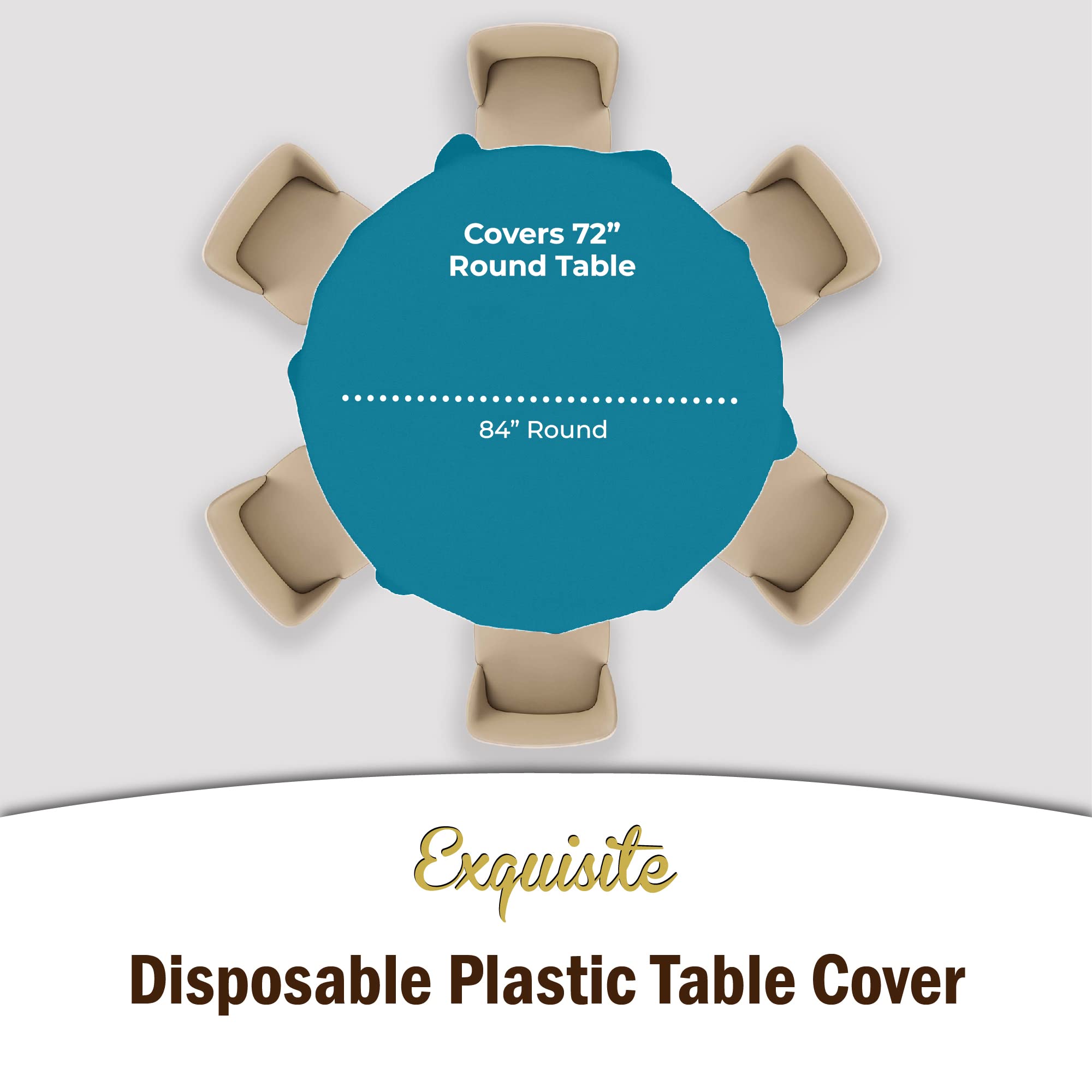 Premium Round Turquoise Plastic Table Cover | Case of 96