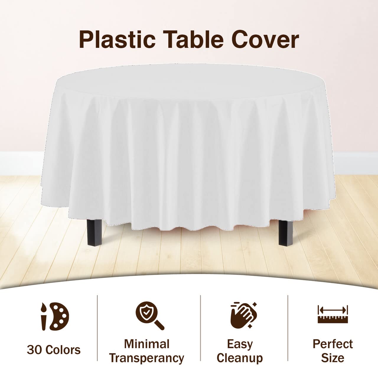 Premium Round White Table Covers | 12 Pack