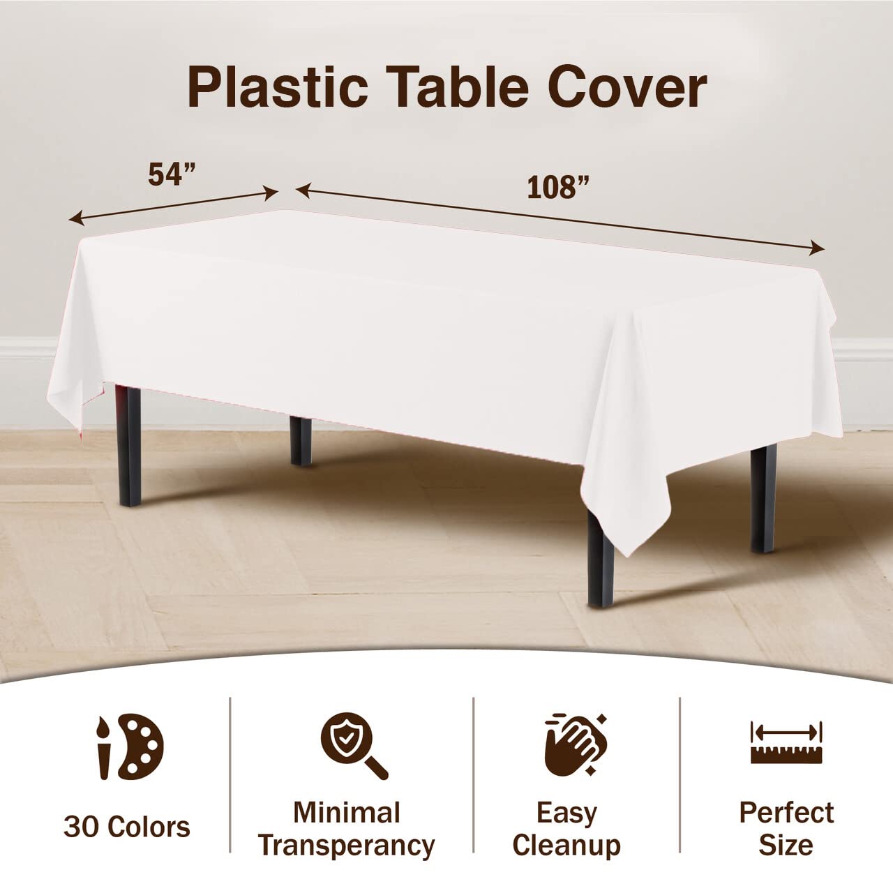 White Plastic Table Covers | 12 Pack