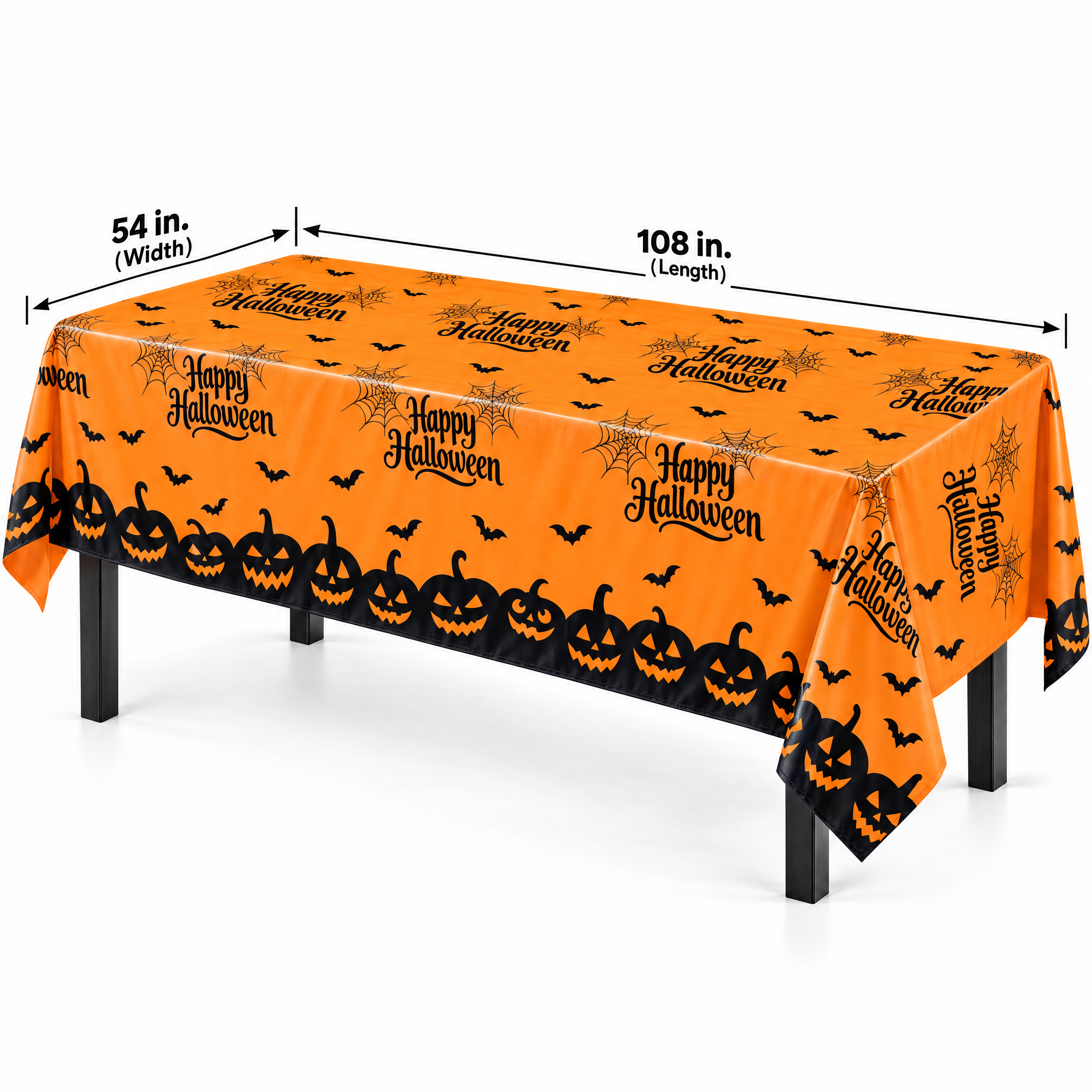 Happy Halloween orange plastic table cover 6 pack