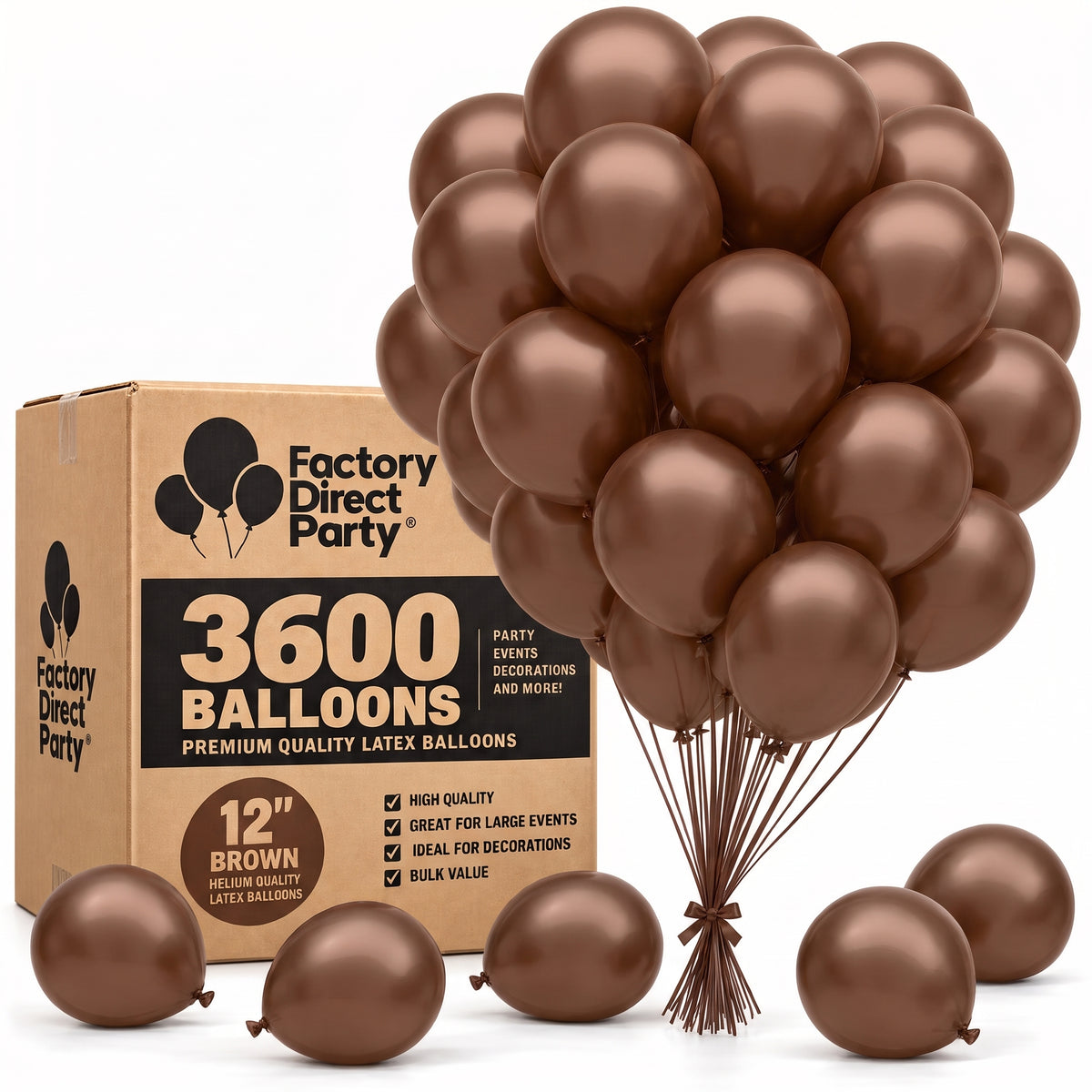 12 in. Brown Balloons | Case of 3600