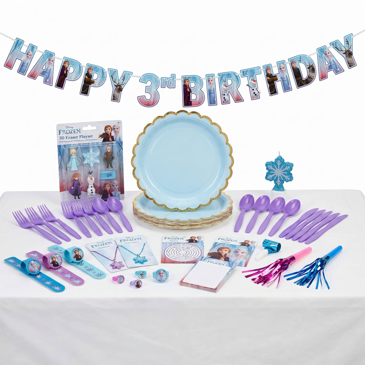 162 Pcs Frozen Birthday Party Mid Kit - For 8 Guests