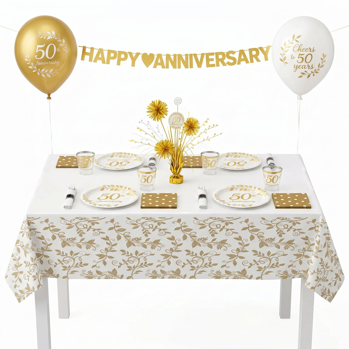 82 Pcs 50th Anniversary Party Kit | For 8 Guests
